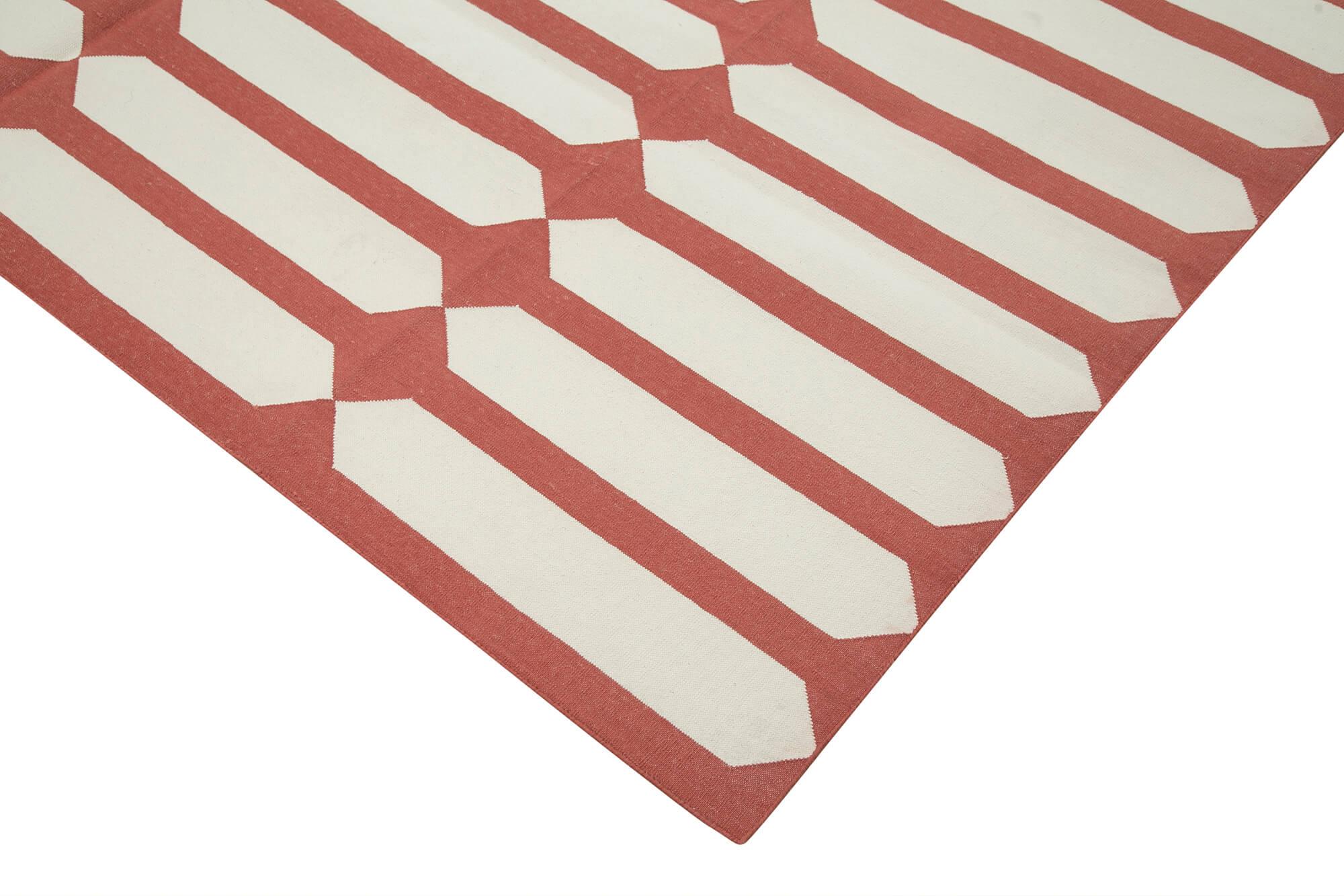 8 x 10 Red Dhurrie Rug - 2992