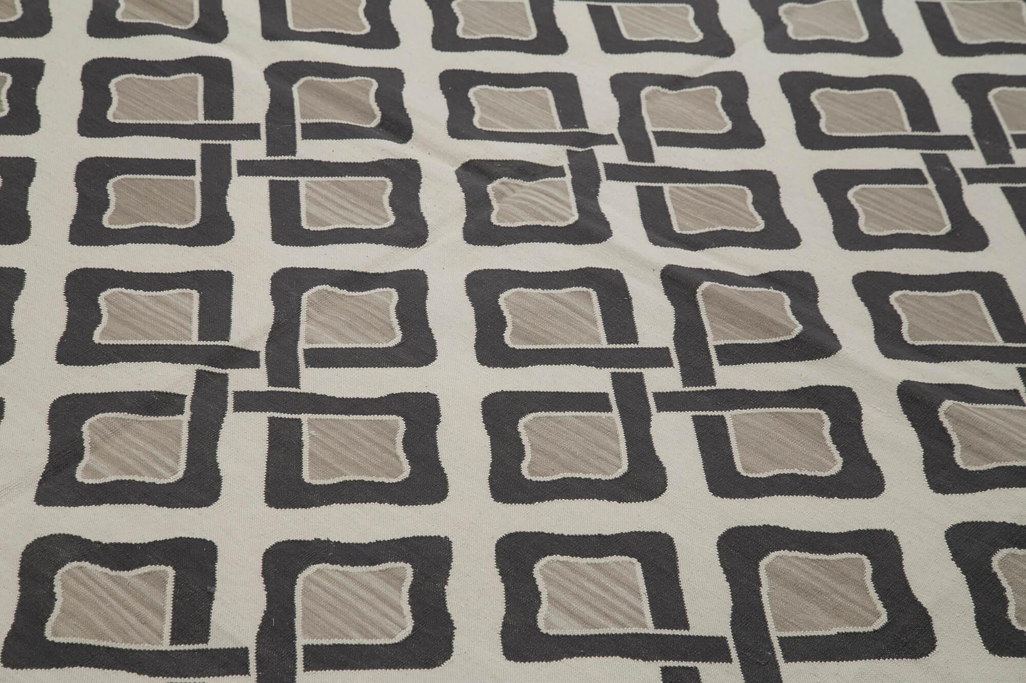 8 x 10 Grey Dhurrie Rug - 2994