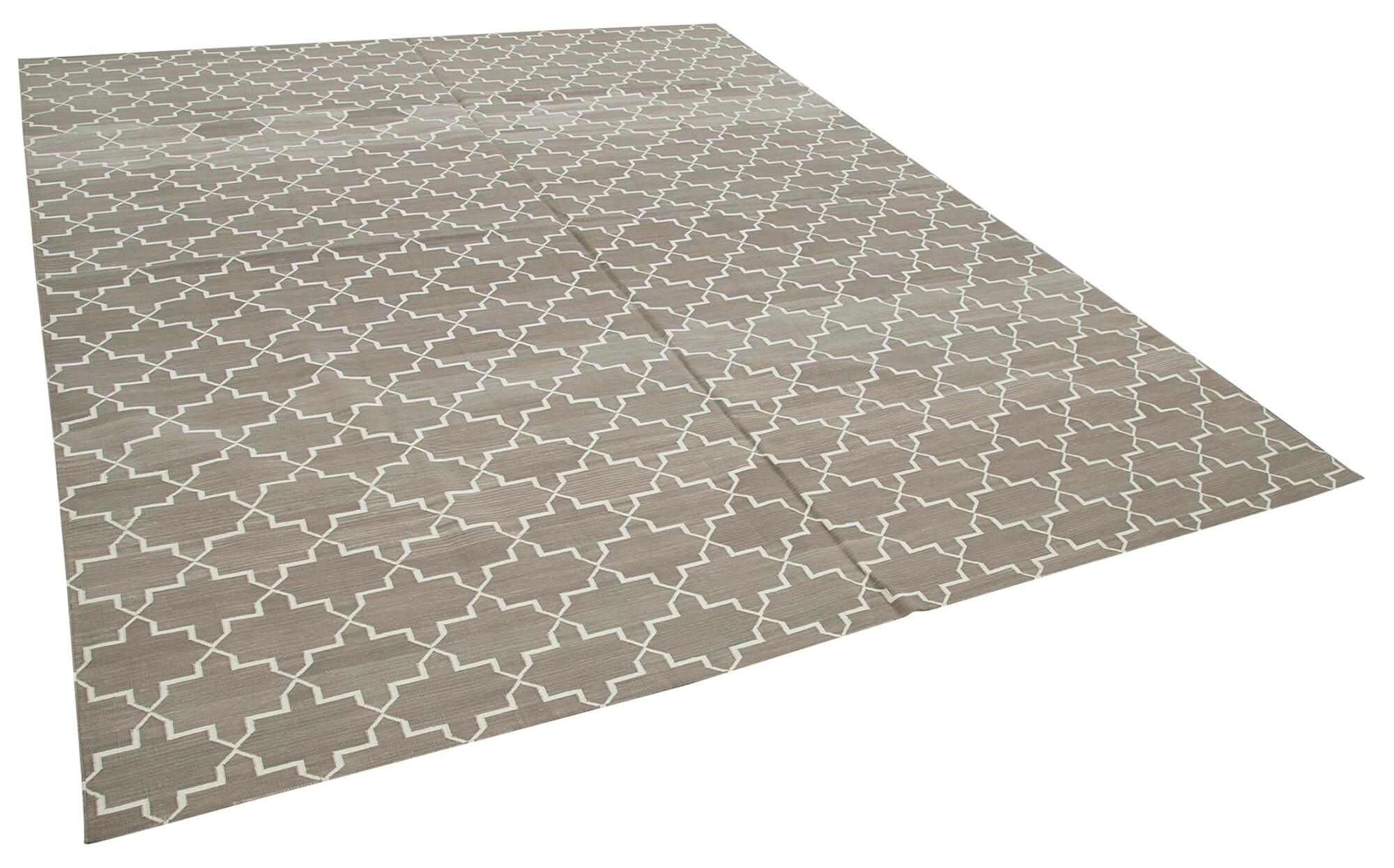 8 x 10 Grey Dhurrie Rug - 2995