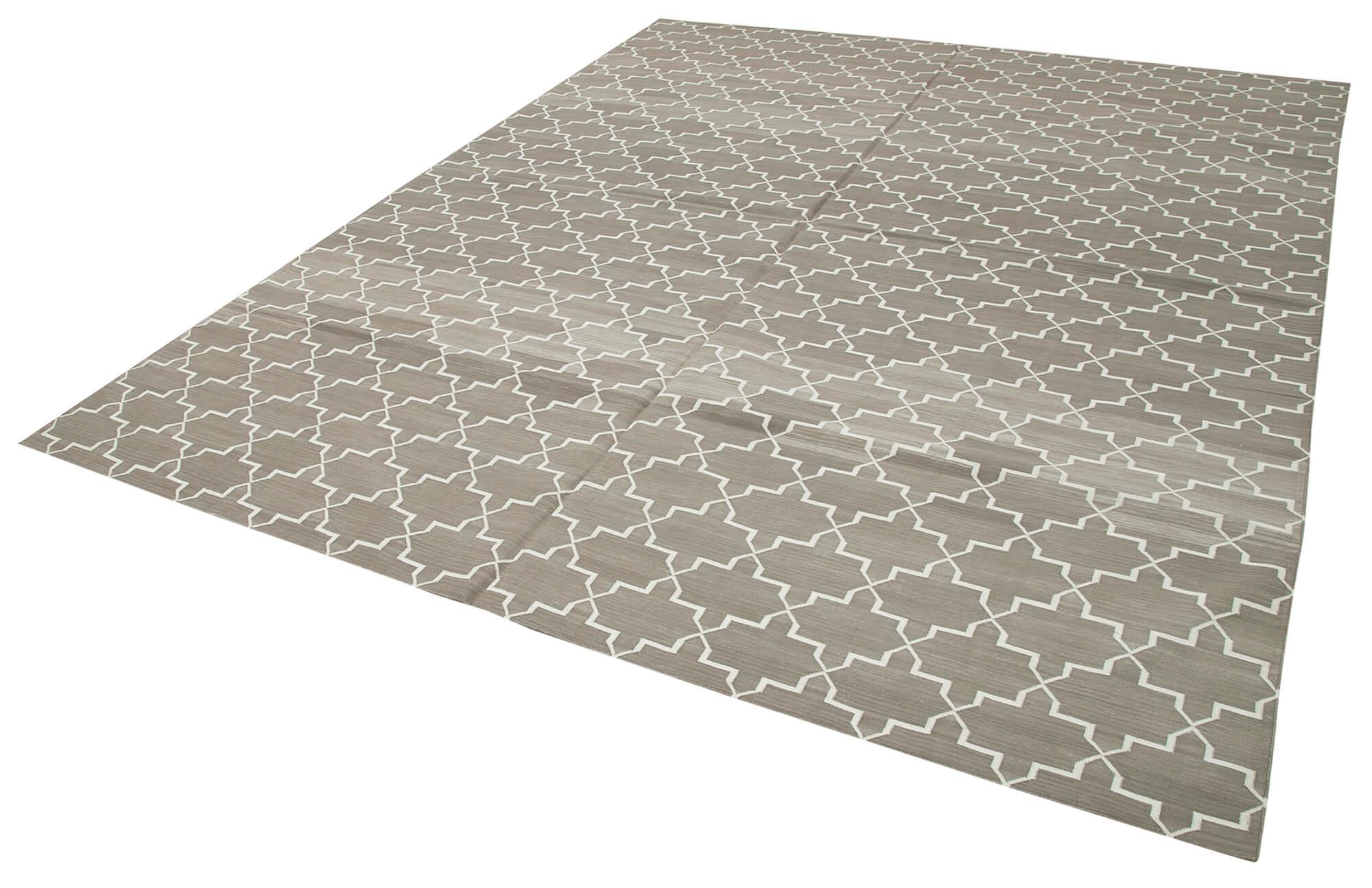 8 x 10 Grey Dhurrie Rug - 2995