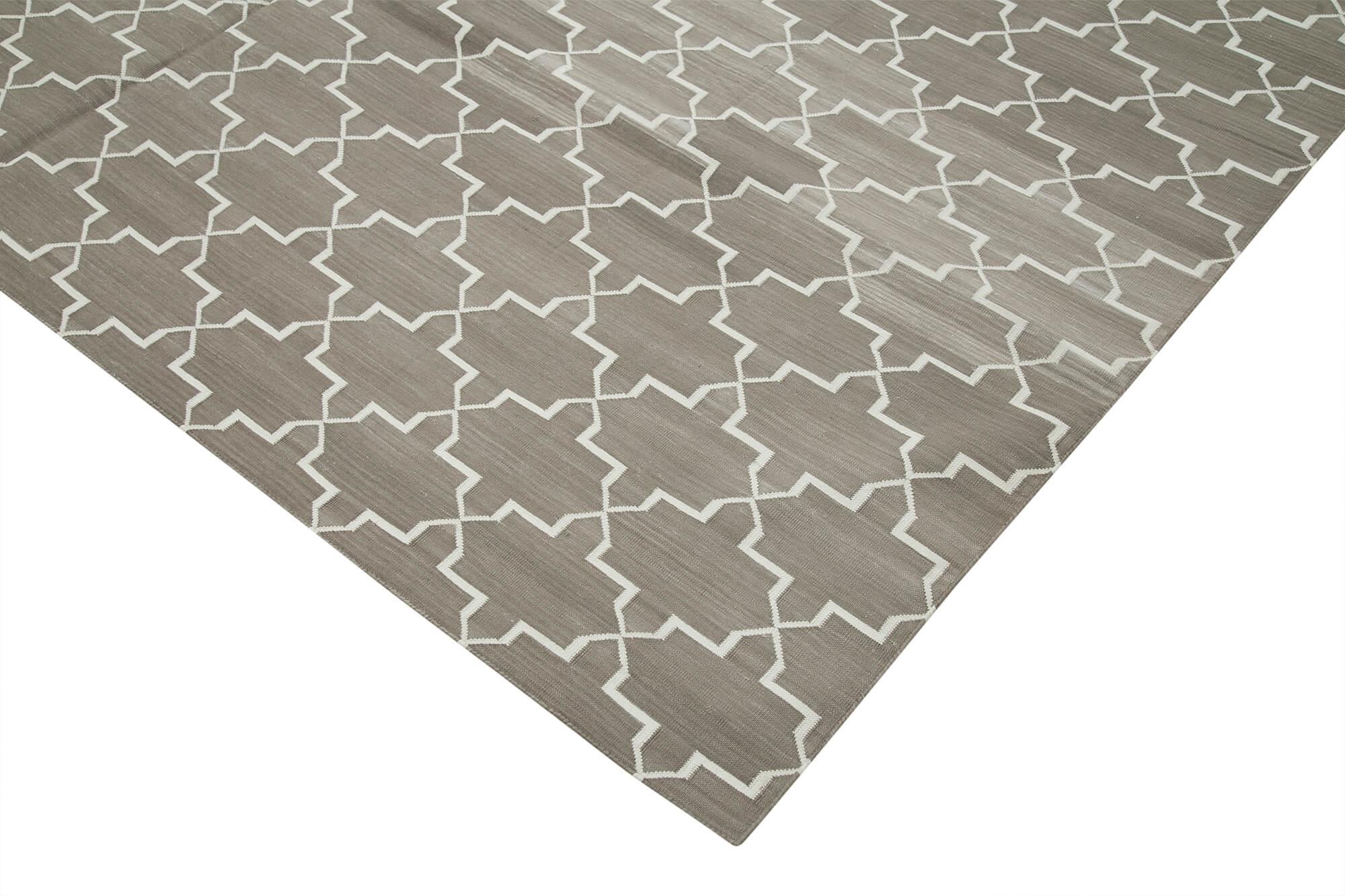 8 x 10 Grey Dhurrie Rug - 2995