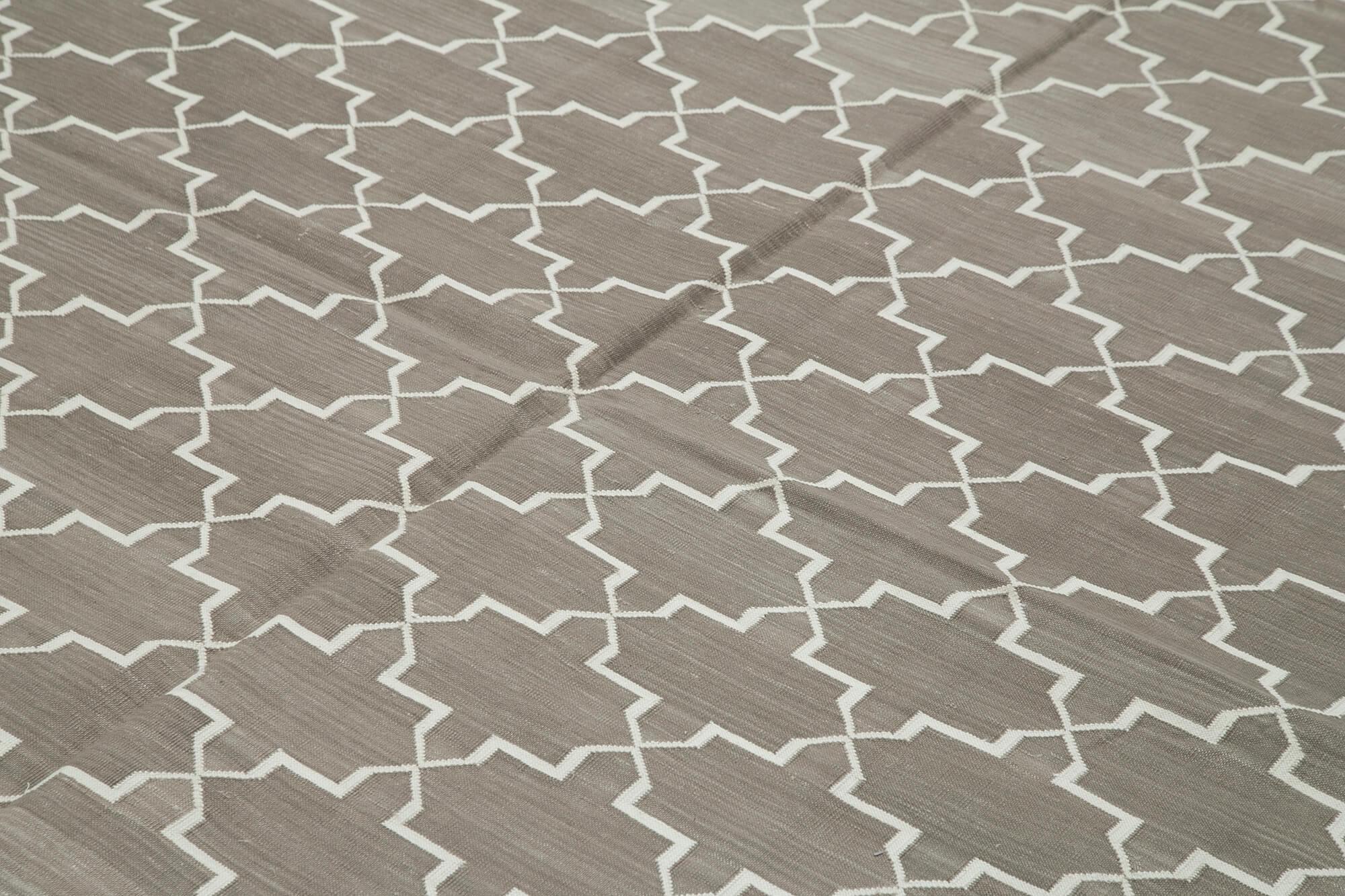 8 x 10 Grey Dhurrie Rug - 2995