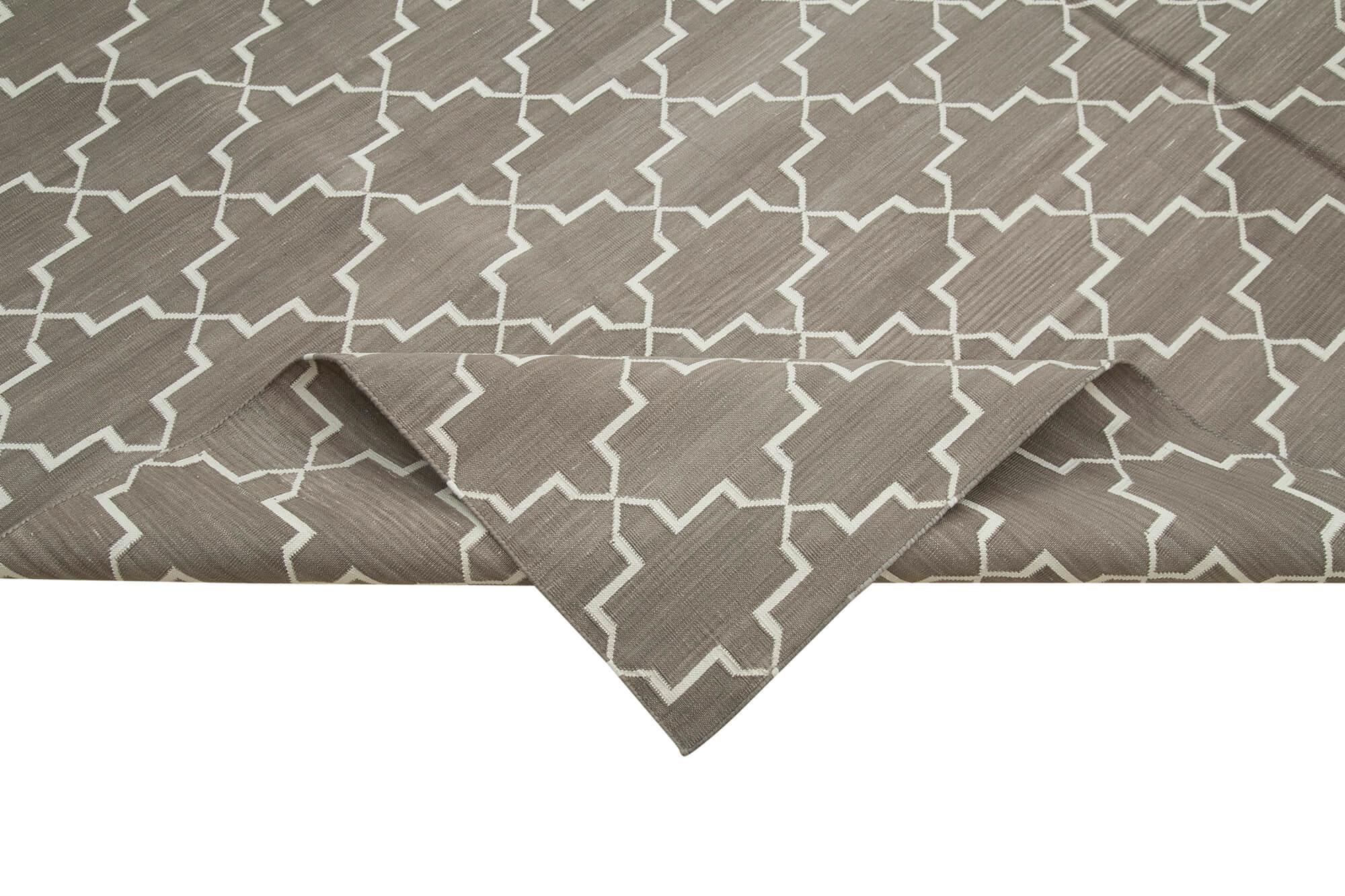 8 x 10 Grey Dhurrie Rug - 2995