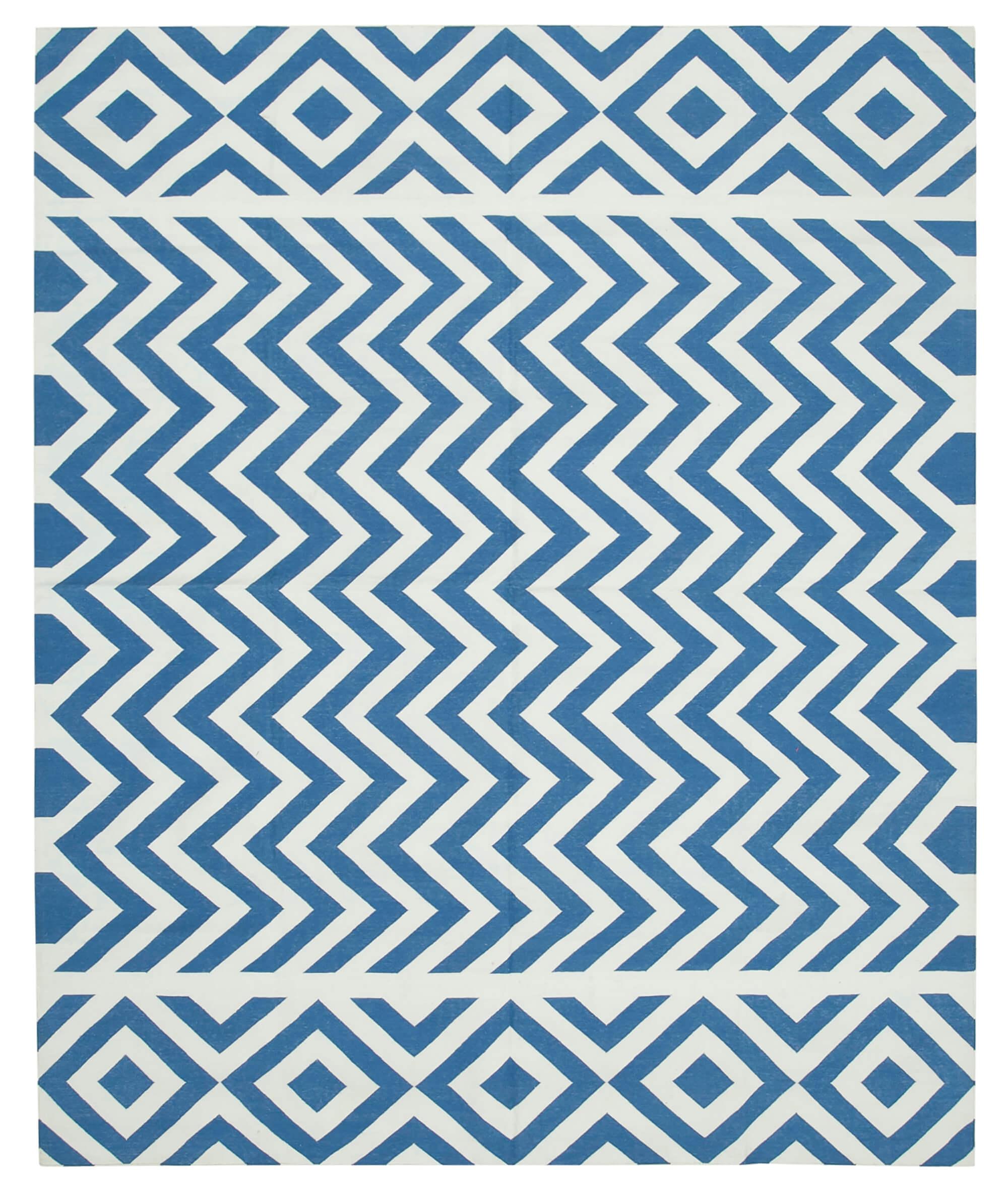 8 x 10 Blue Dhurrie Rug - 2997