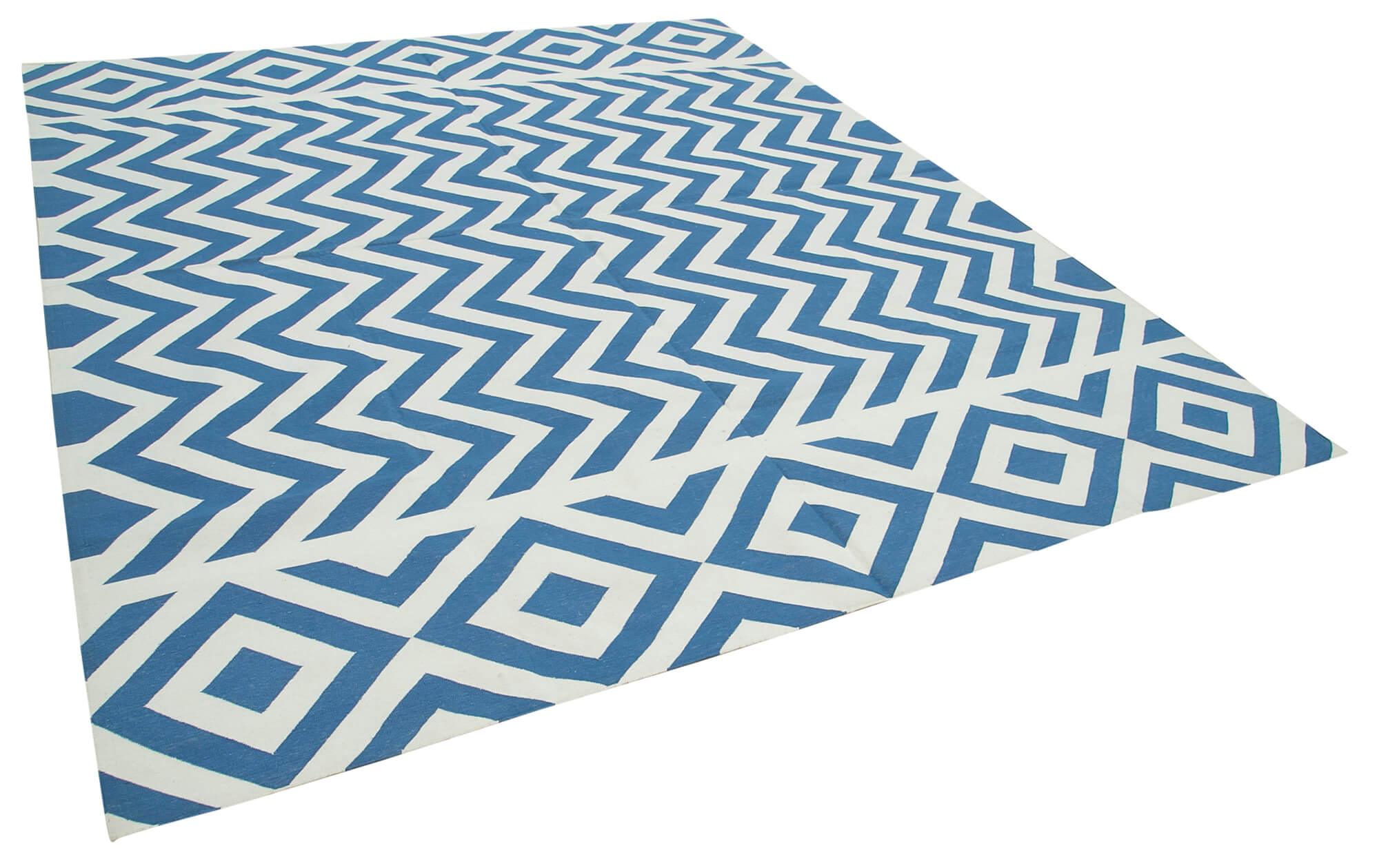 8 x 10 Blue Dhurrie Rug - 2997