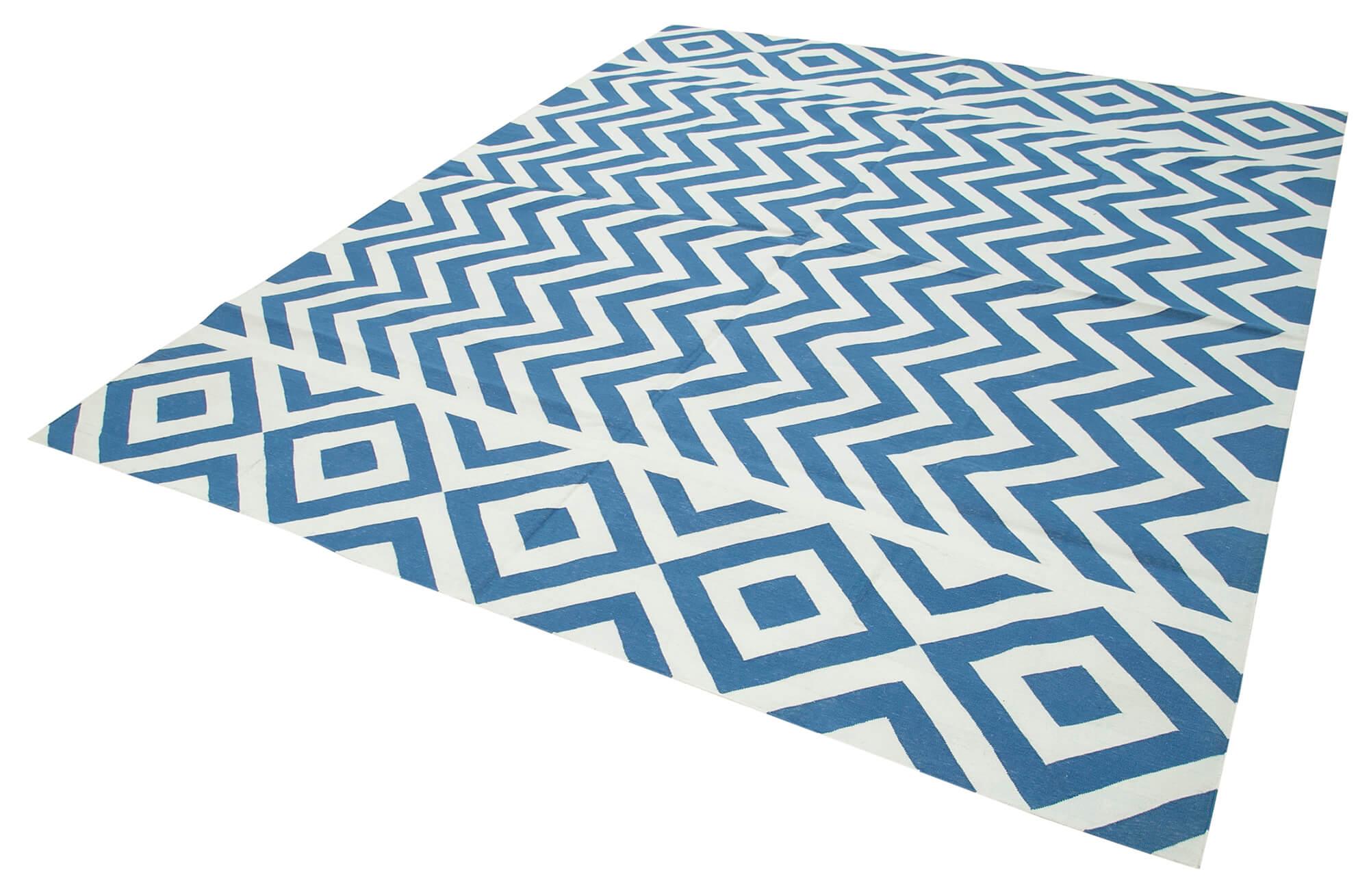 8 x 10 Blue Dhurrie Rug - 2997