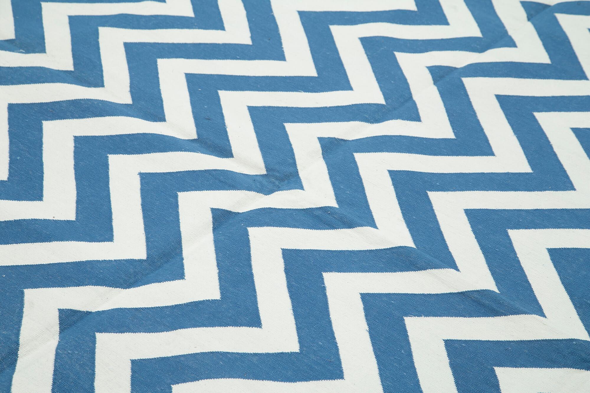 8 x 10 Blue Dhurrie Rug - 2997