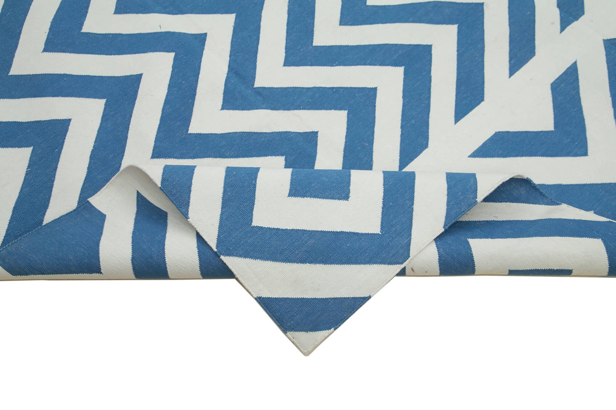 8 x 10 Blue Dhurrie Rug - 2997