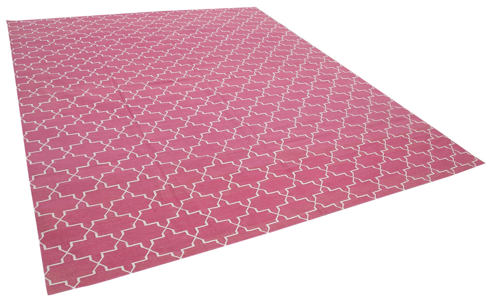 8 x 10 Pink Dhurrie Rug - 2998