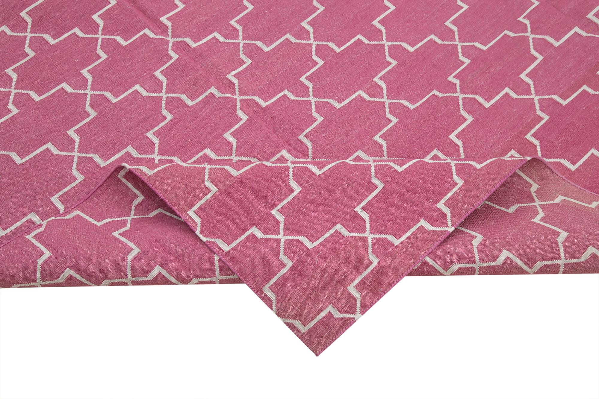 8 x 10 Pink Dhurrie Rug - 2998