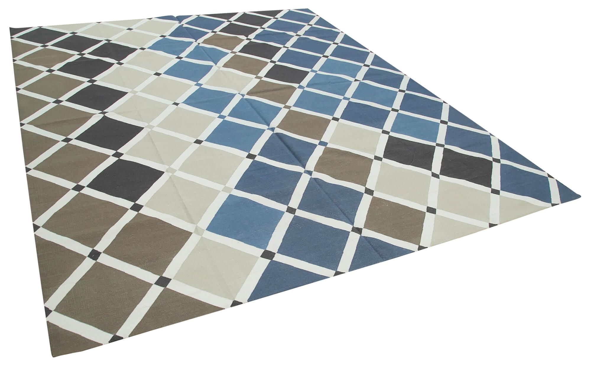 8 x 10 Blue Dhurrie Rug - 3005