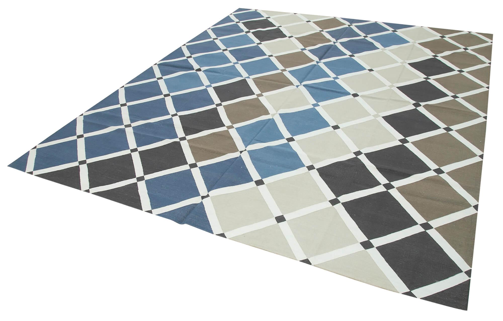 8 x 10 Blue Dhurrie Rug - 3005