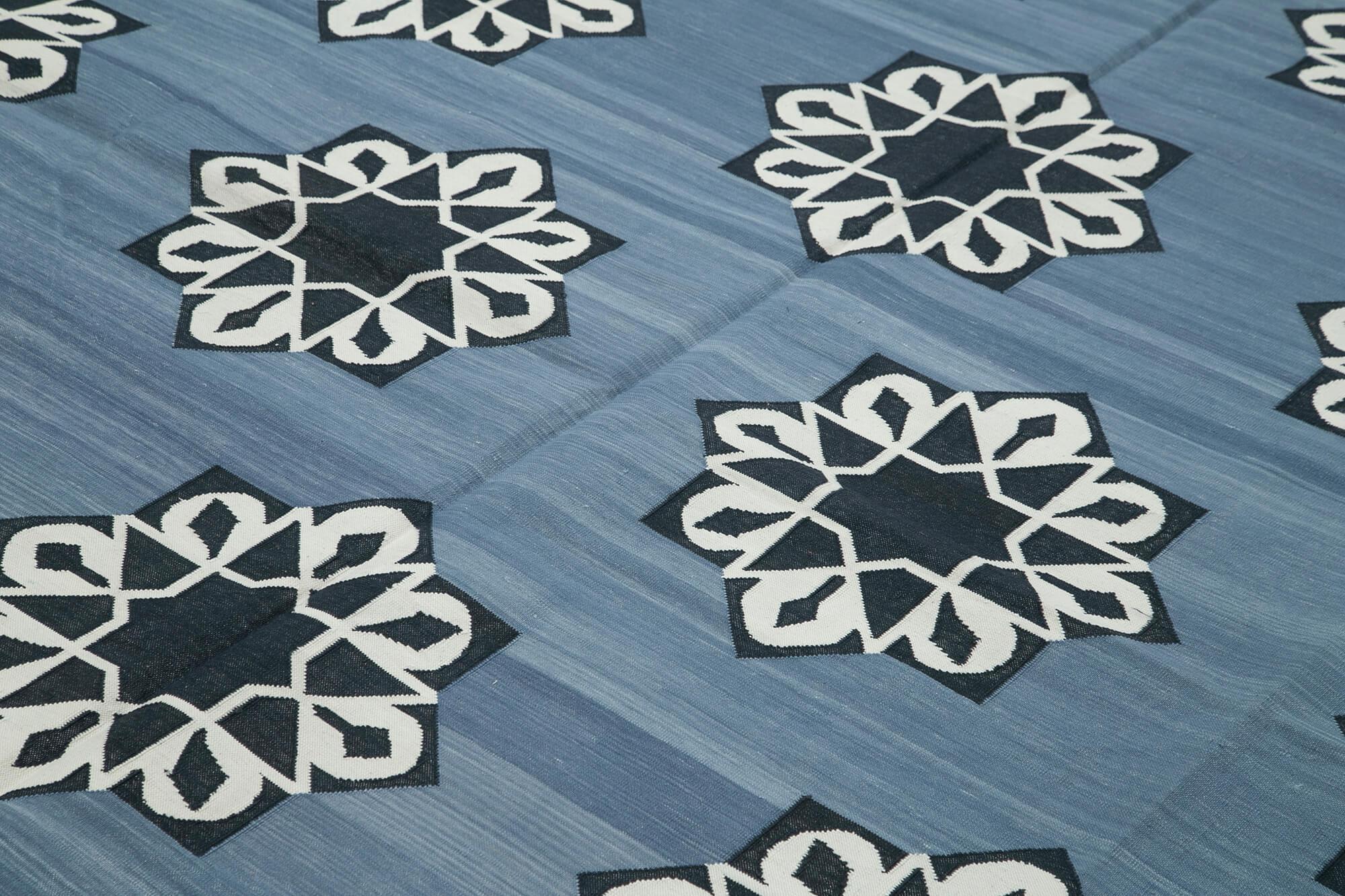 8 x 10 Blue Dhurrie Rug - 3006