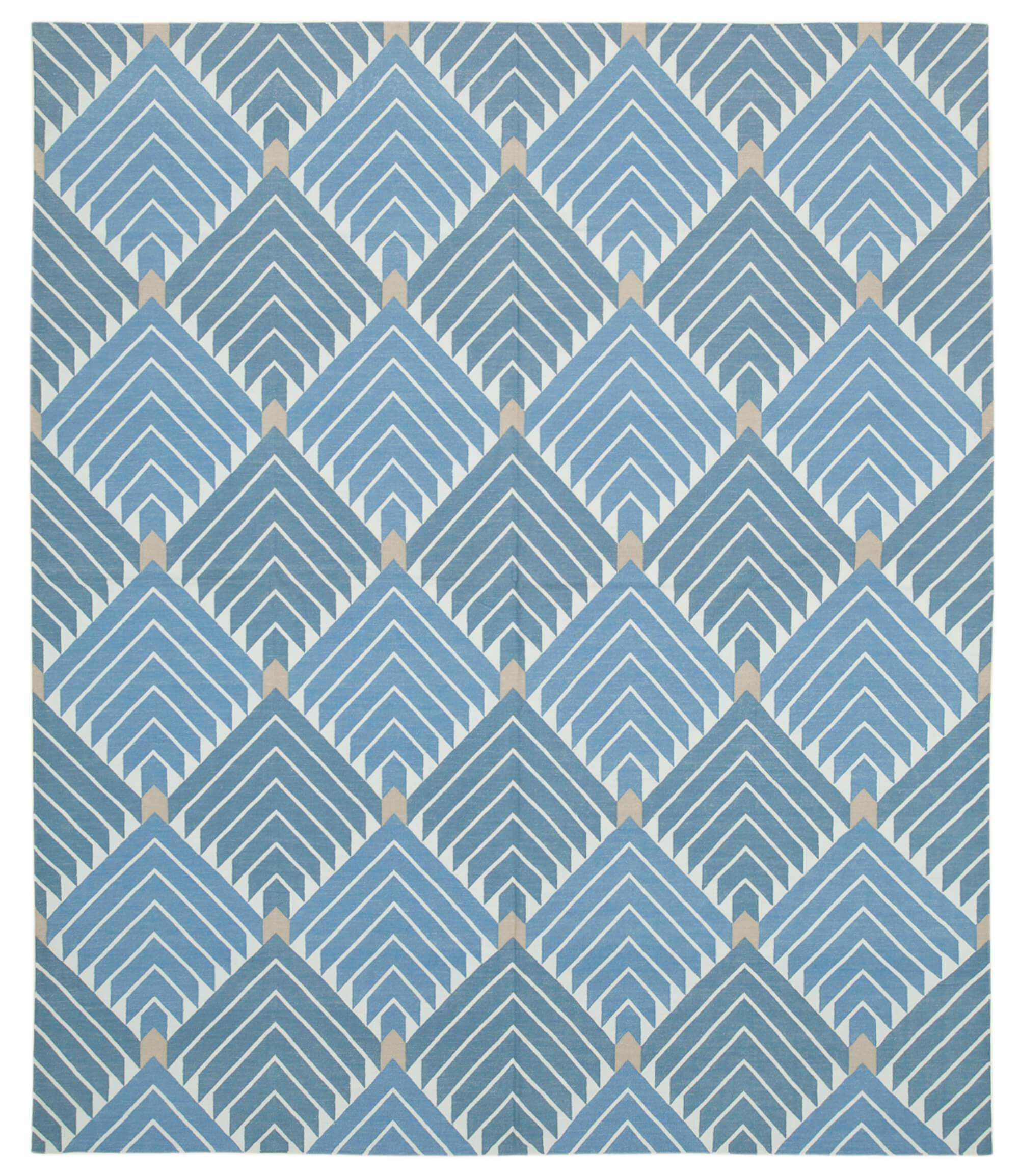 8 x 10 Blue Dhurrie Rug - 3009