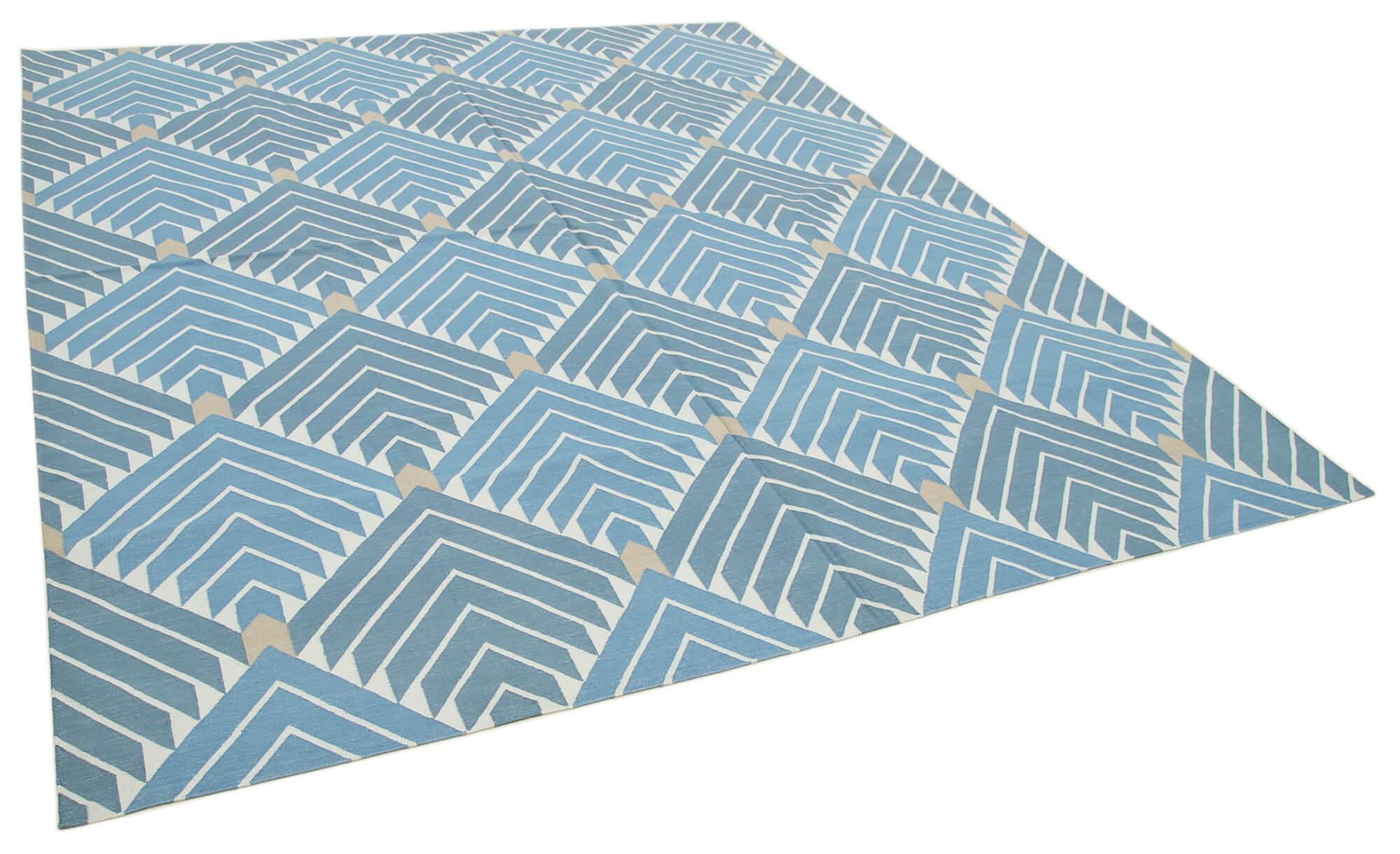 8 x 10 Blue Dhurrie Rug - 3009