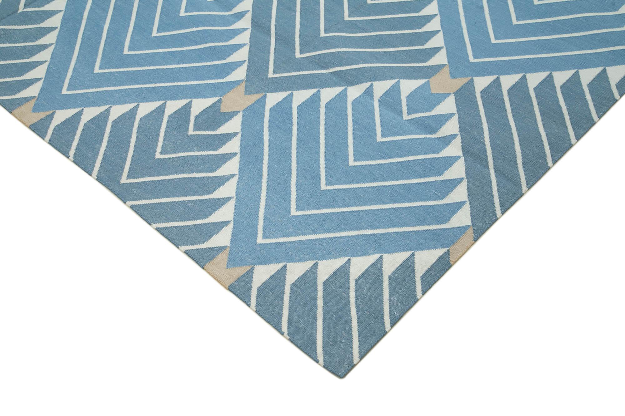 8 x 10 Blue Dhurrie Rug - 3009