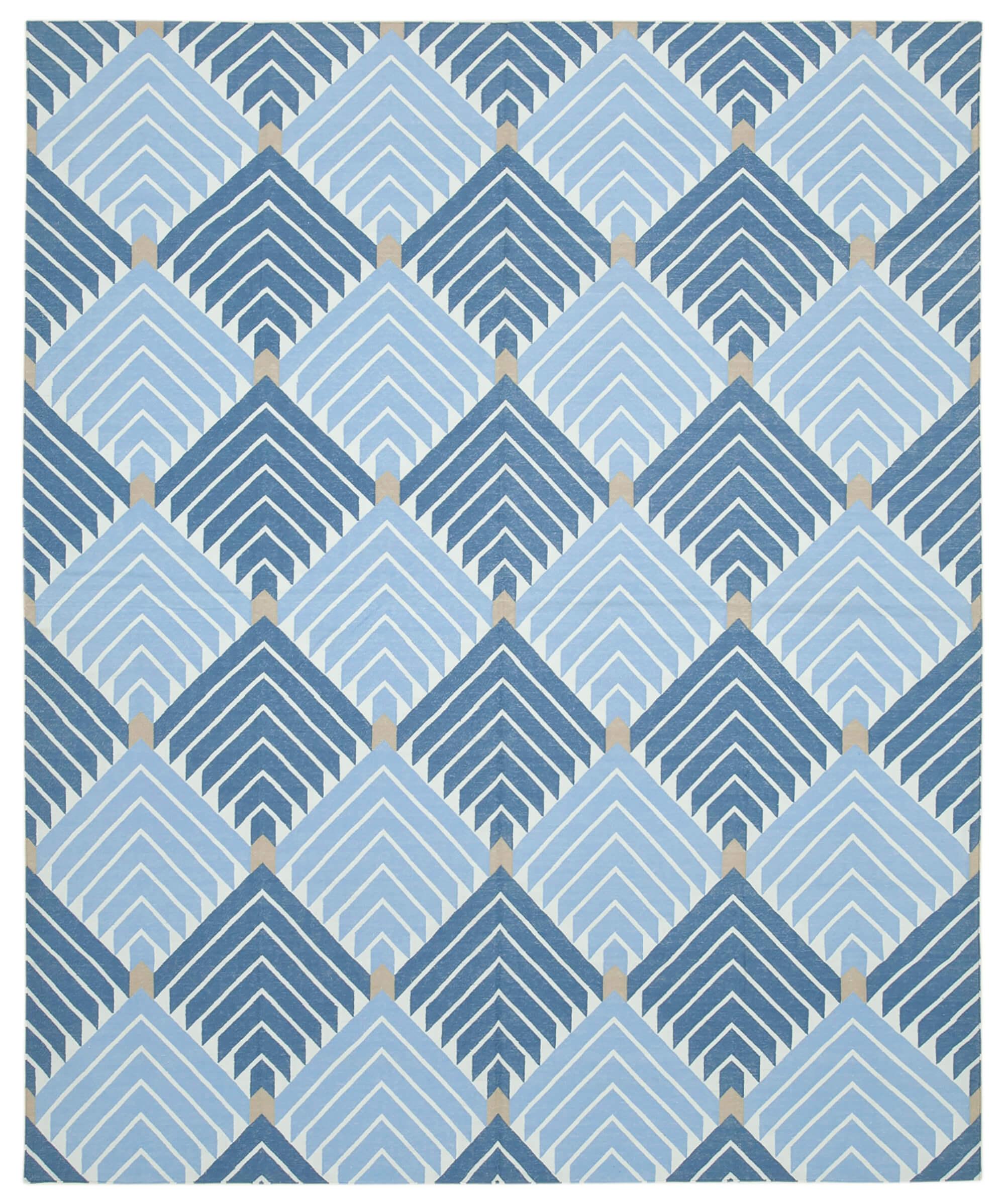 8 x 10 Blue Dhurrie Rug - 3010