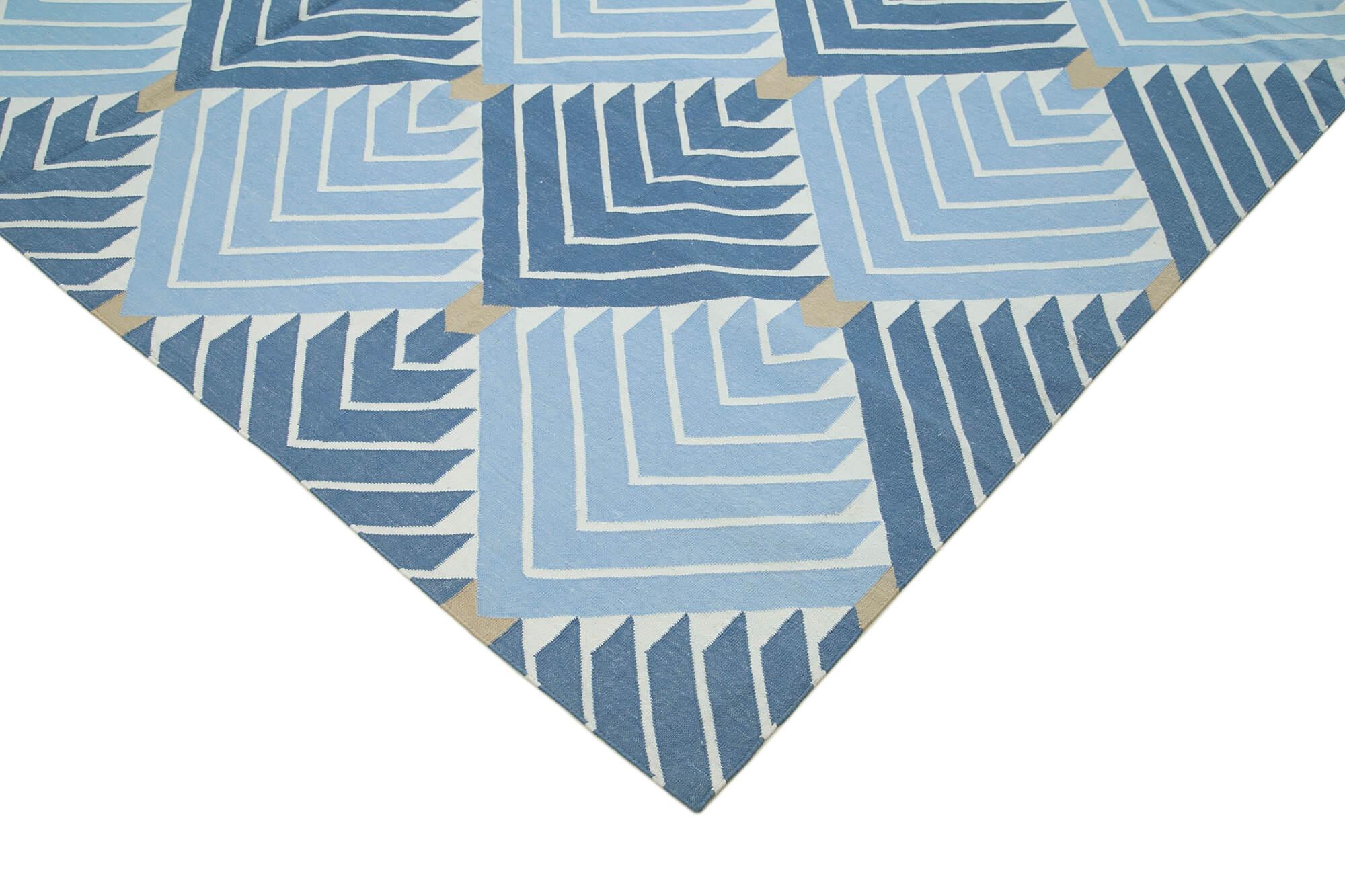 8 x 10 Blue Dhurrie Rug - 3010