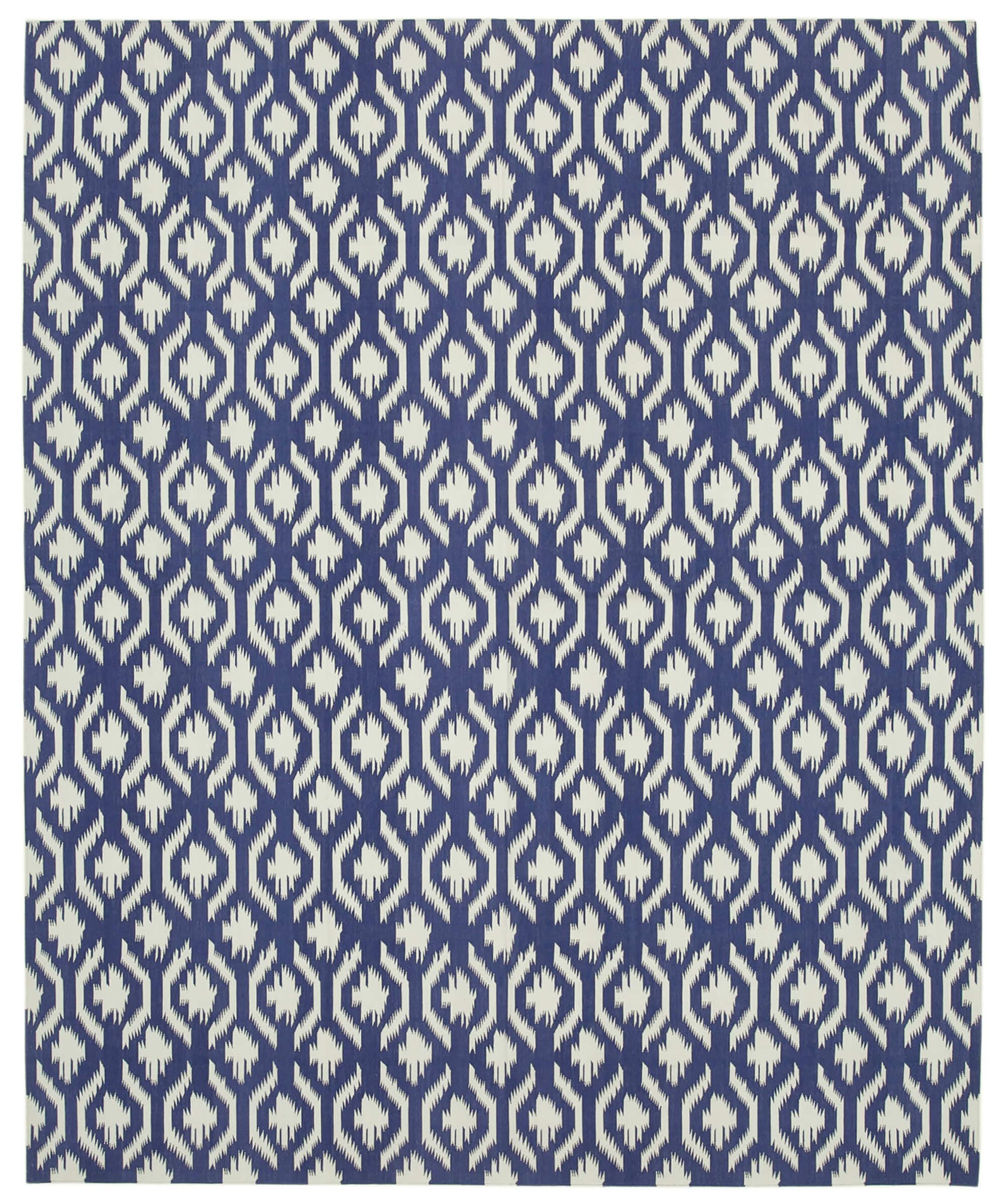 8 x 10 Blue Dhurrie Rug - 3011