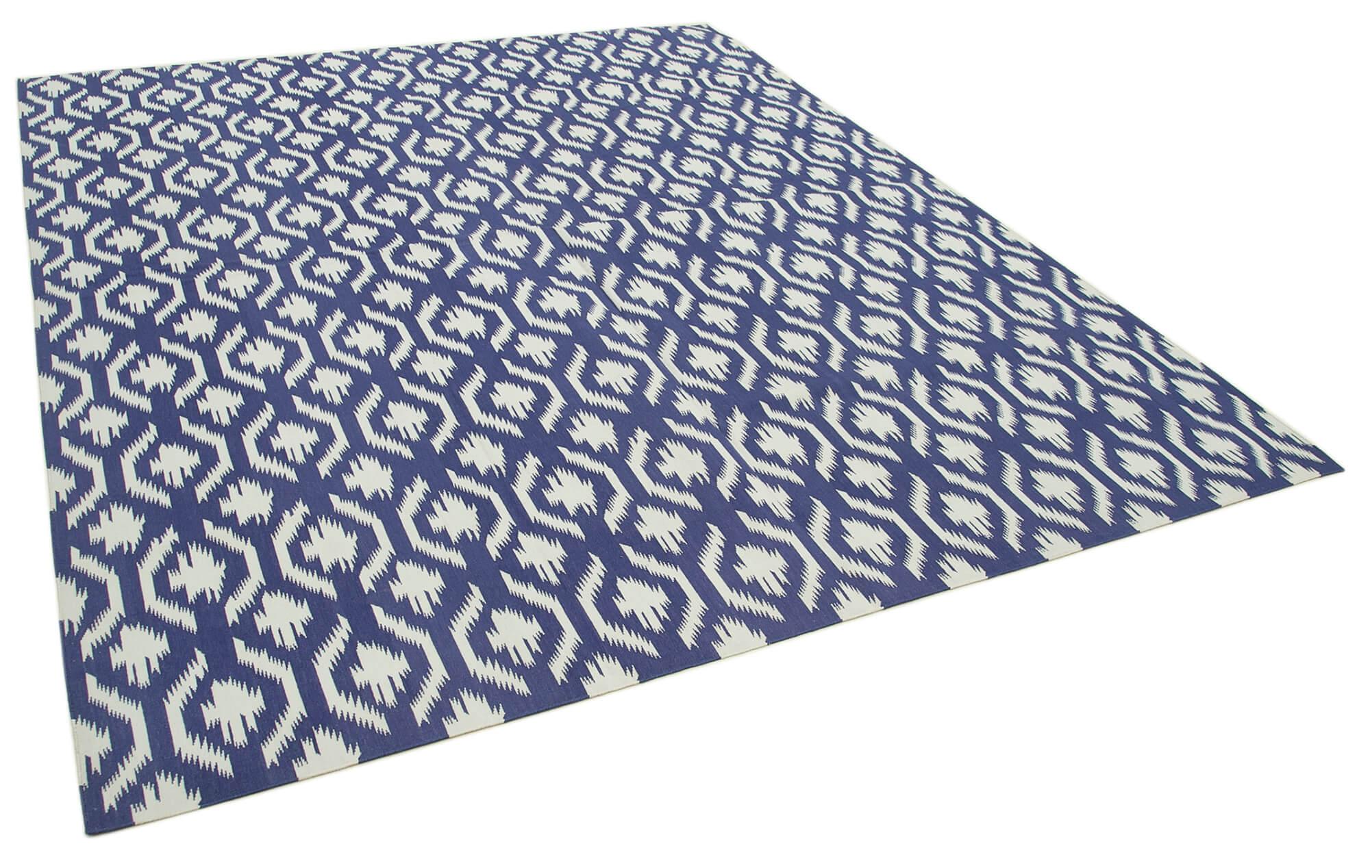 8 x 10 Blue Dhurrie Rug - 3011