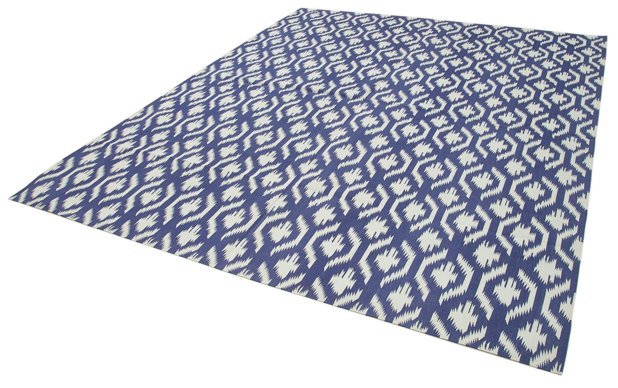 8 x 10 Blue Dhurrie Rug - 3011