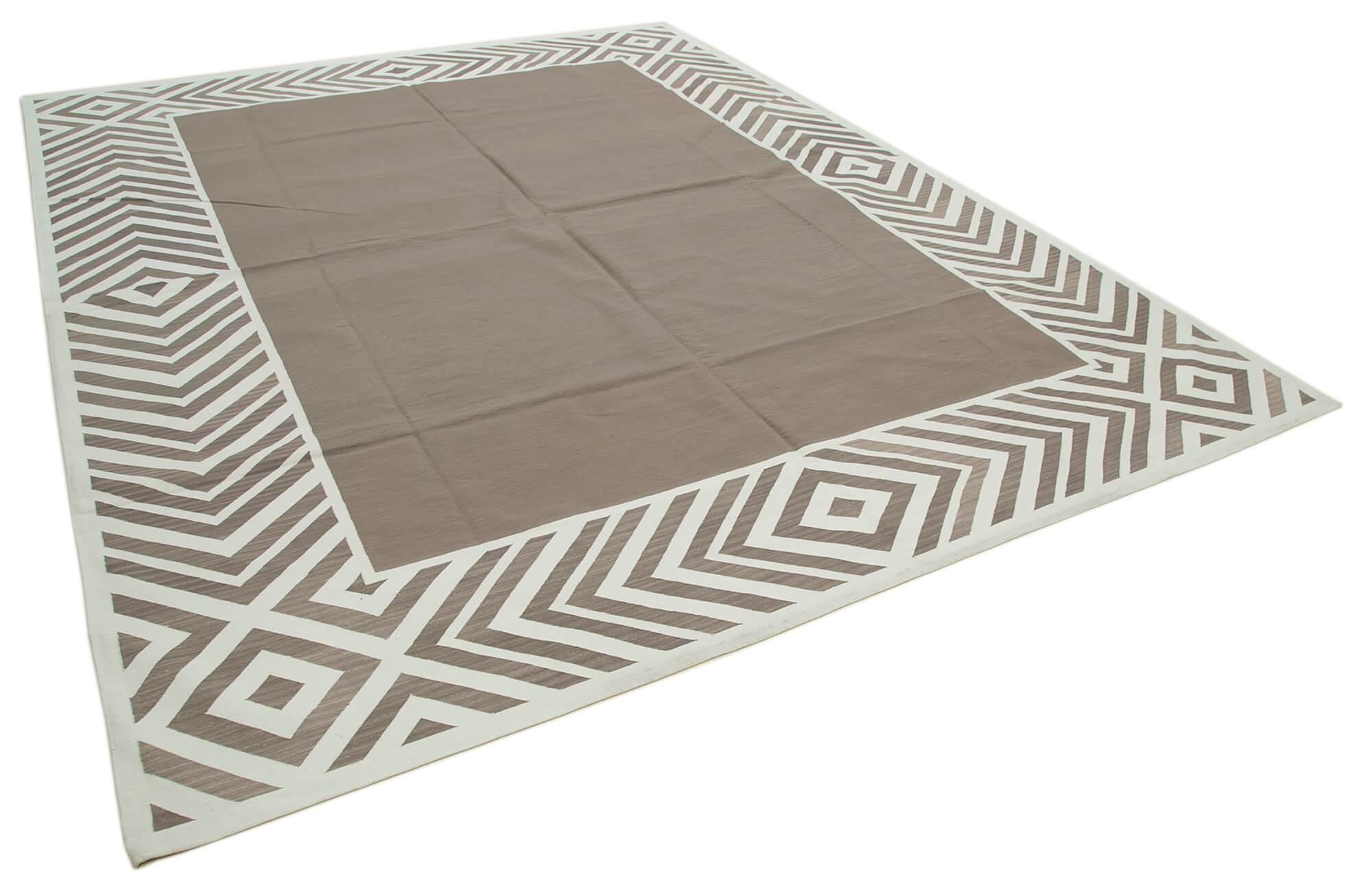 9 x 12 Brown Dhurrie Rug - 3015