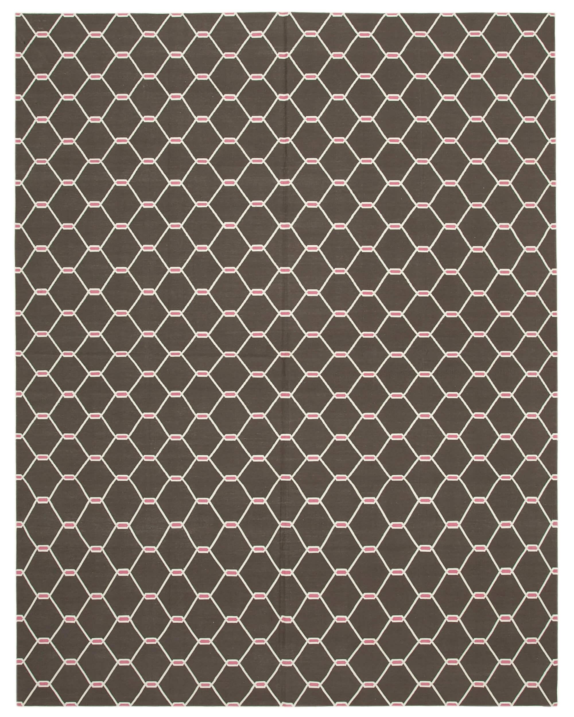 9 x 12 Brown Dhurrie Rug - 3019