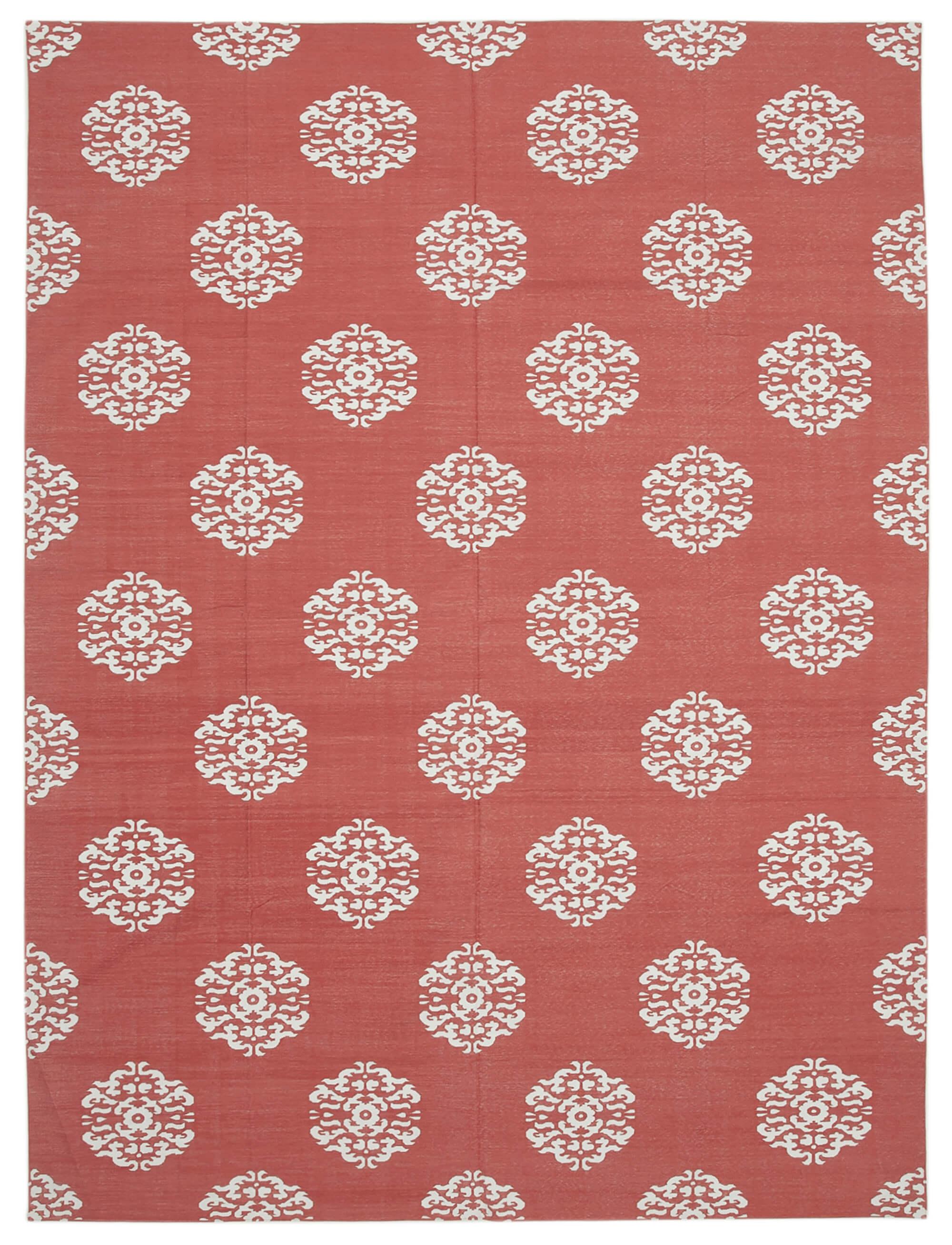 9 x 12 Red Dhurrie Rug - 3022