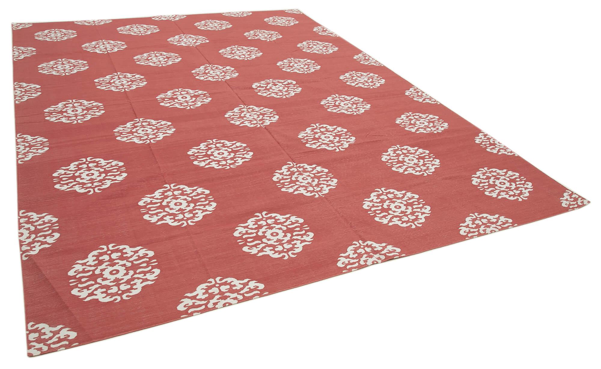 9 x 12 Red Dhurrie Rug - 3022