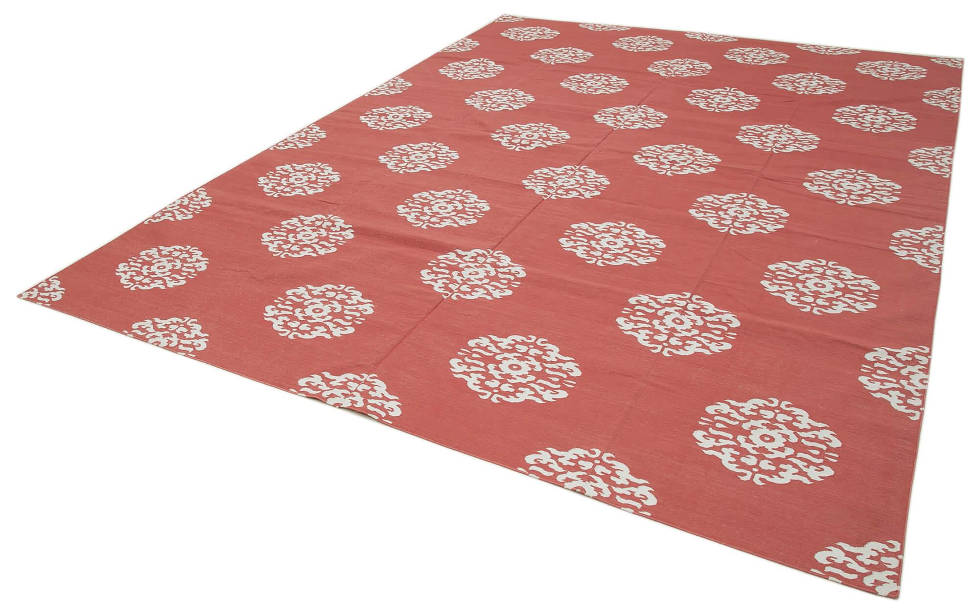 9 x 12 Red Dhurrie Rug - 3022