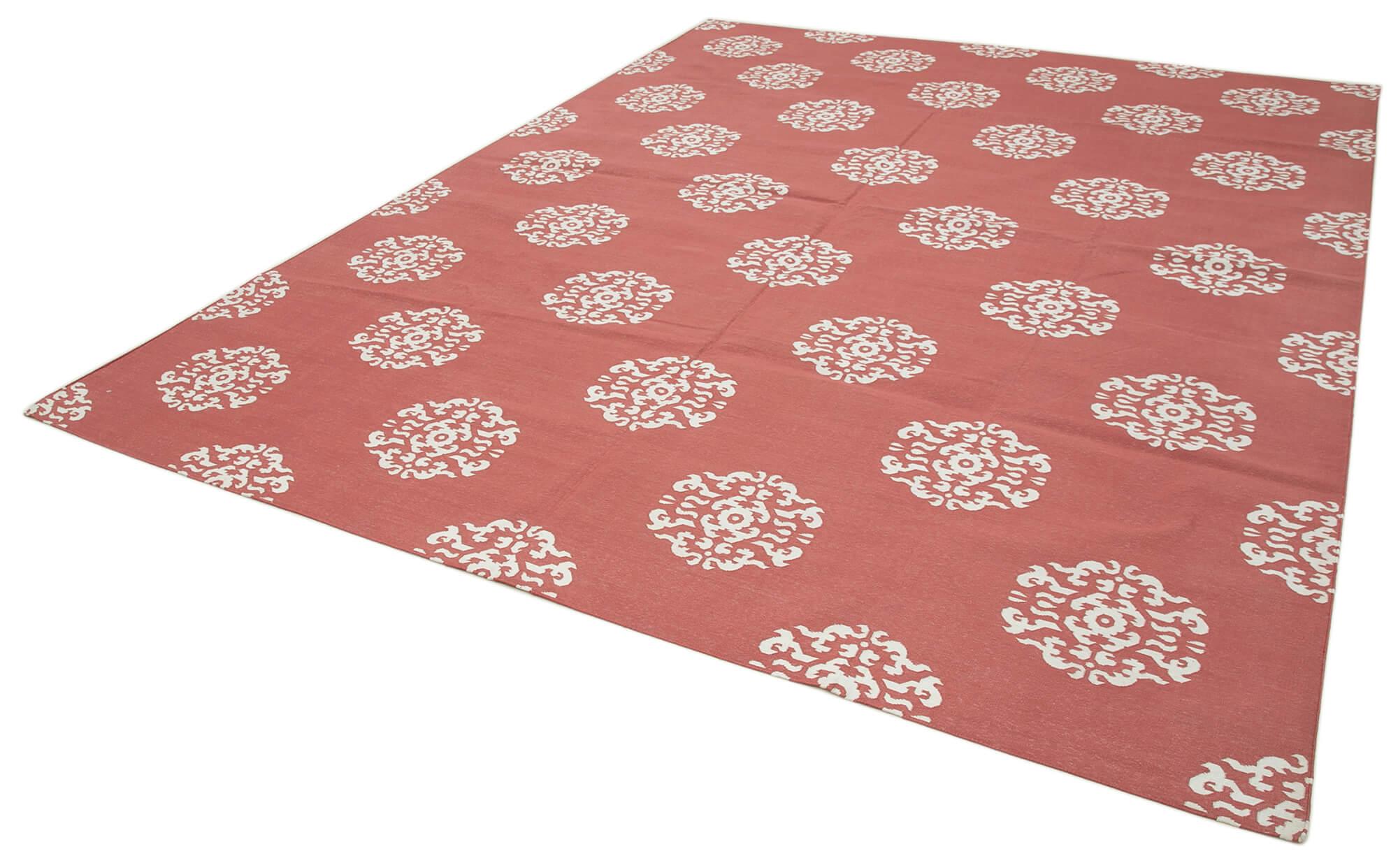 9 x 12 Red Dhurrie Rug - 3023