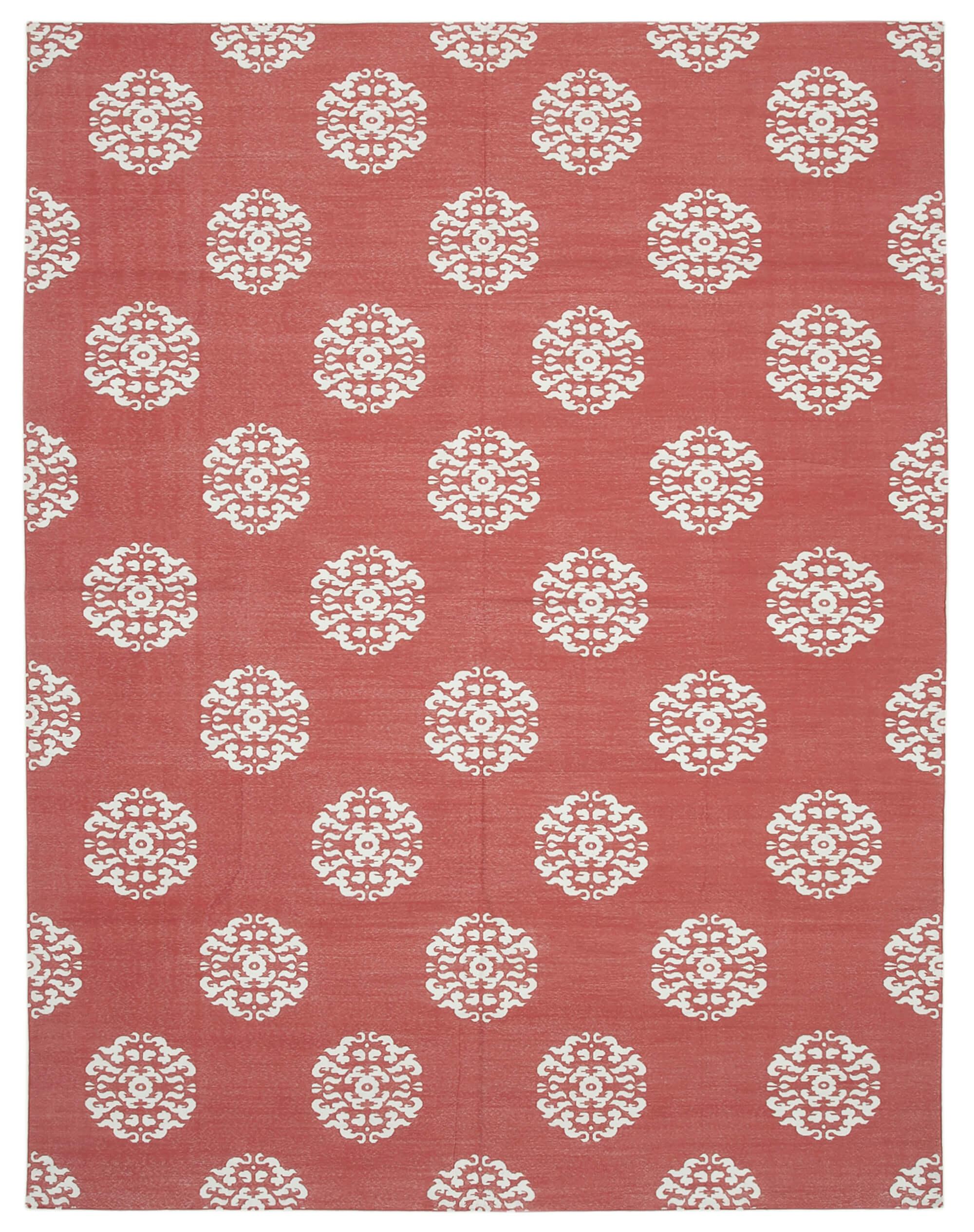 9 x 12 Red Dhurrie Rug - 3024