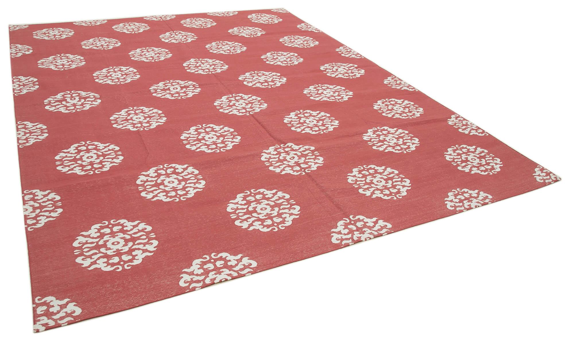 9 x 12 Red Dhurrie Rug - 3024