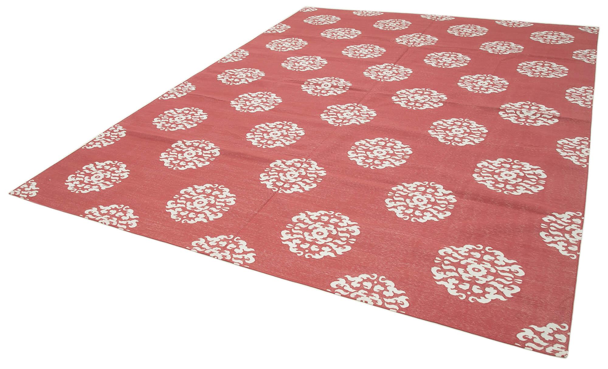 9 x 12 Red Dhurrie Rug - 3024