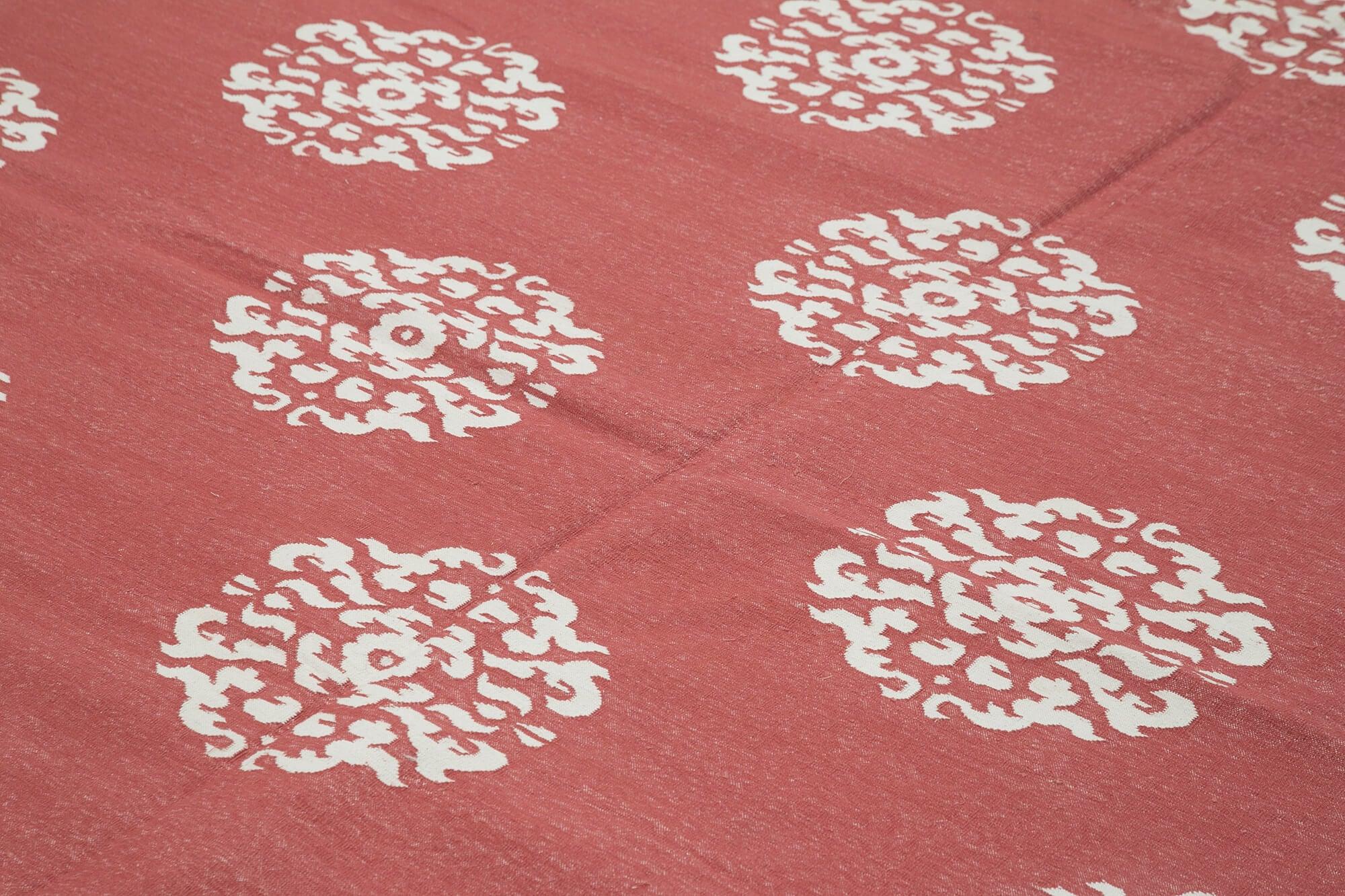 9 x 12 Red Dhurrie Rug - 3024