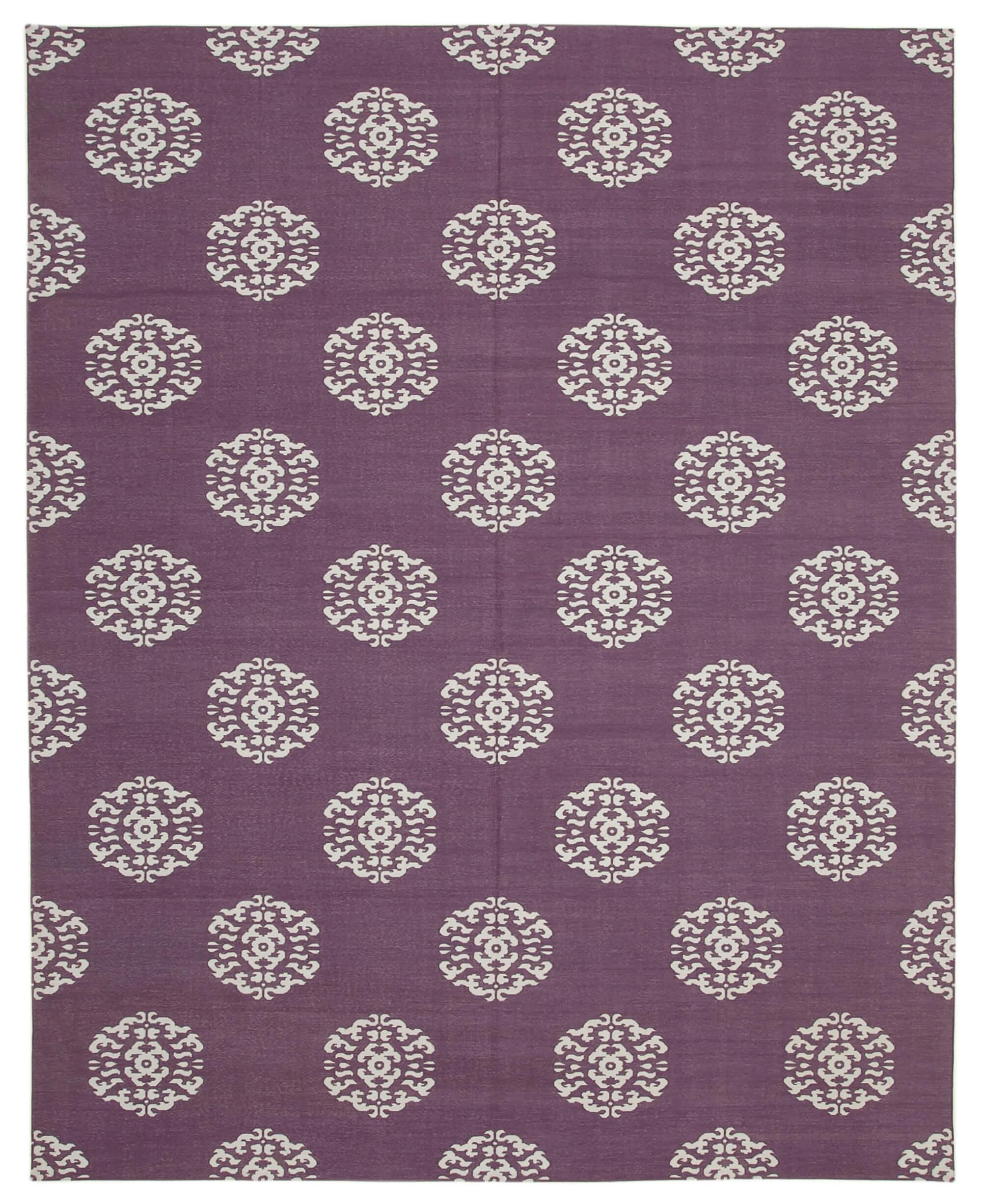 9 x 12 Purple Dhurrie Rug - 3025