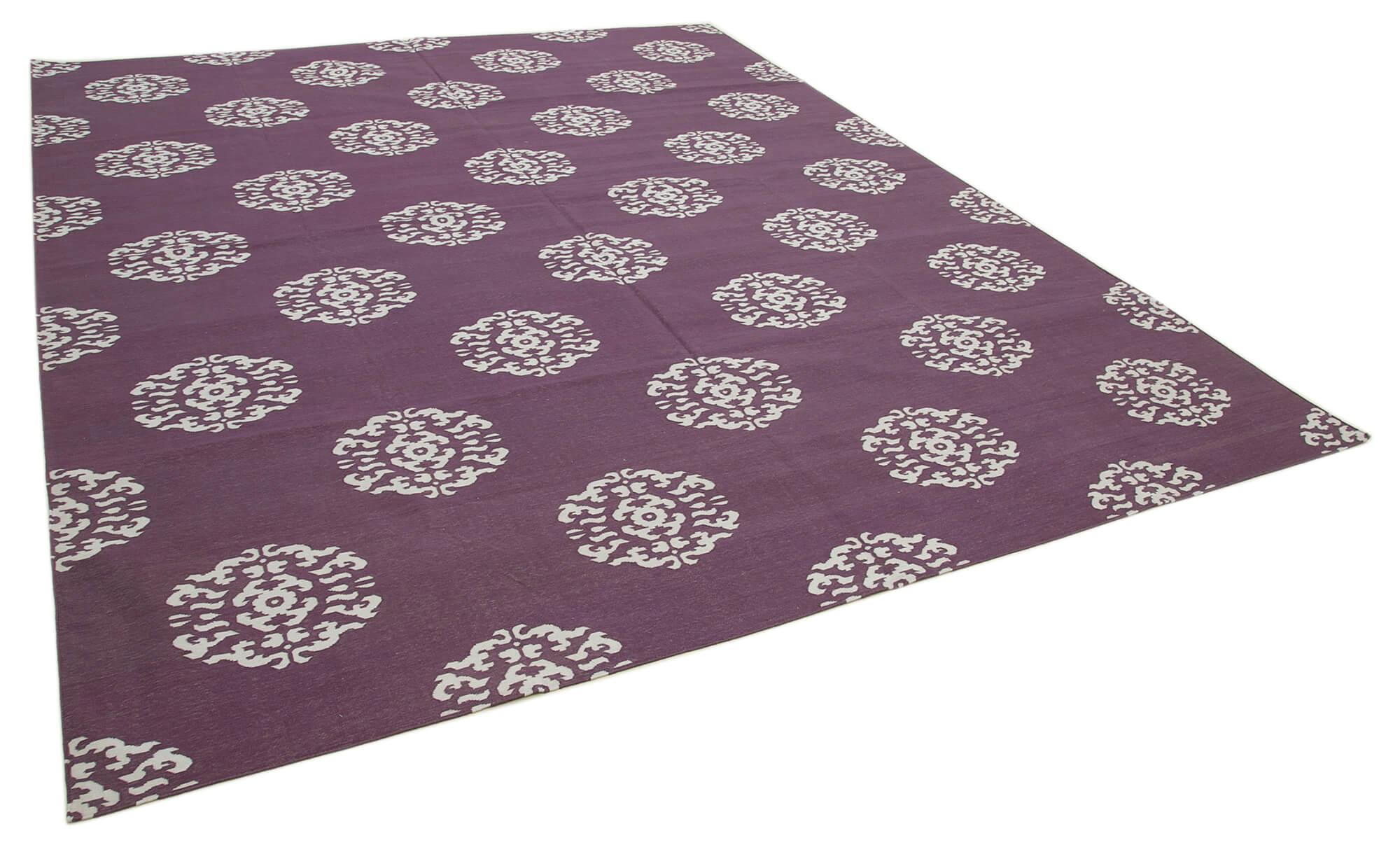 9 x 12 Purple Dhurrie Rug - 3025