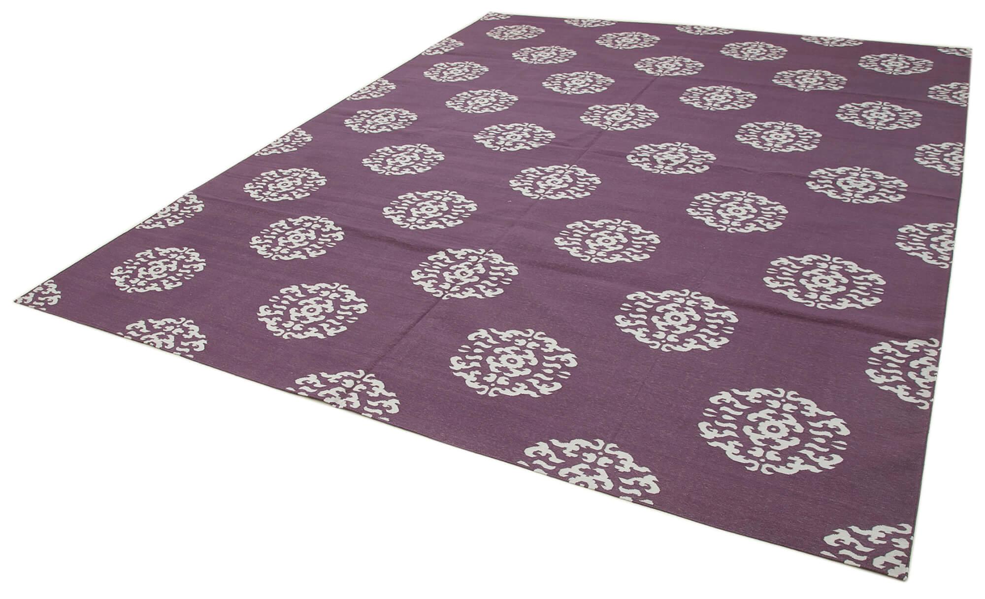 9 x 12 Purple Dhurrie Rug - 3025