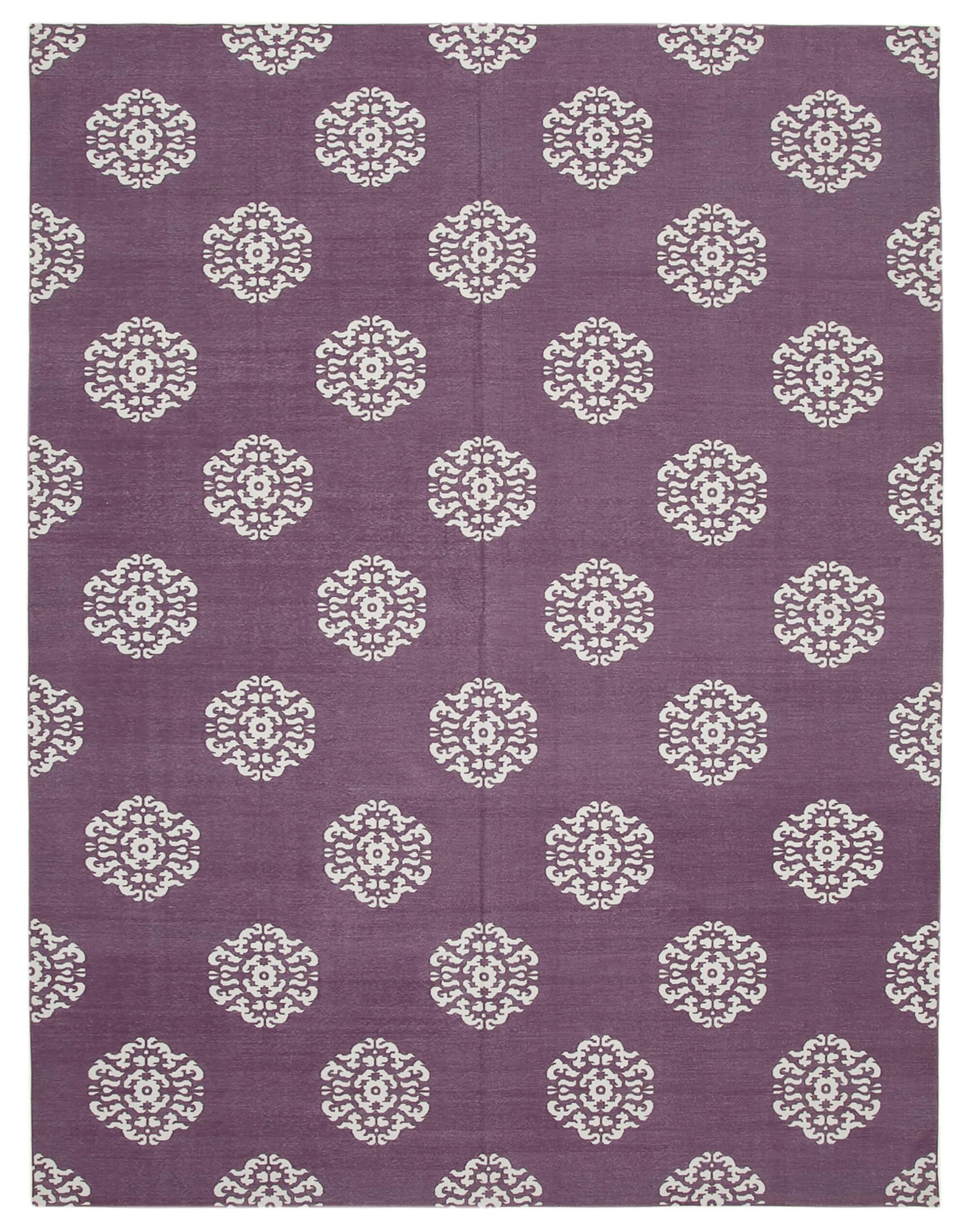 9 x 12 Purple Dhurrie Rug - 3026