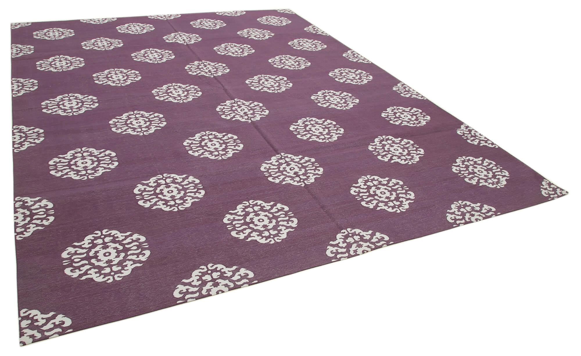 9 x 12 Purple Dhurrie Rug - 3026