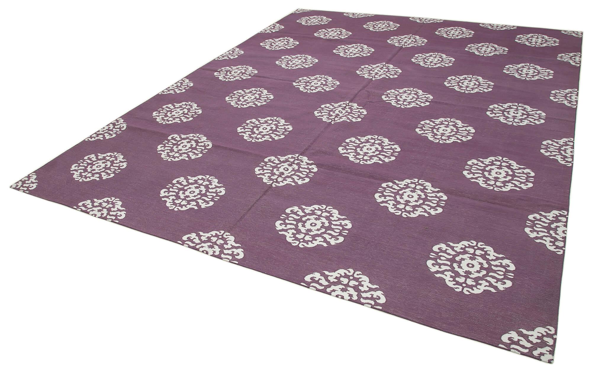 9 x 12 Purple Dhurrie Rug - 3026