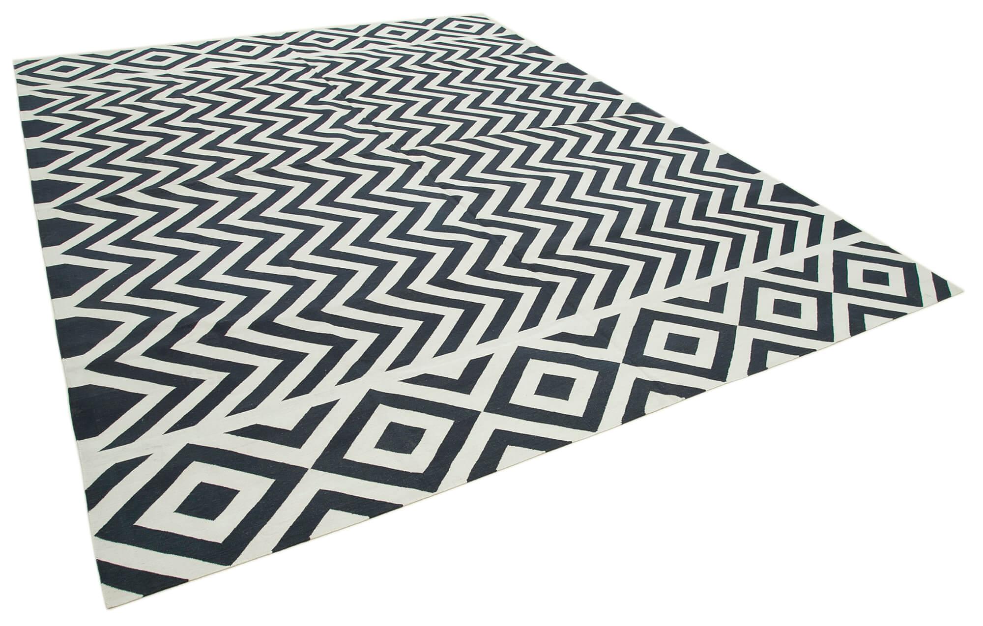 9 x 12 Black Dhurrie Rug - 3027