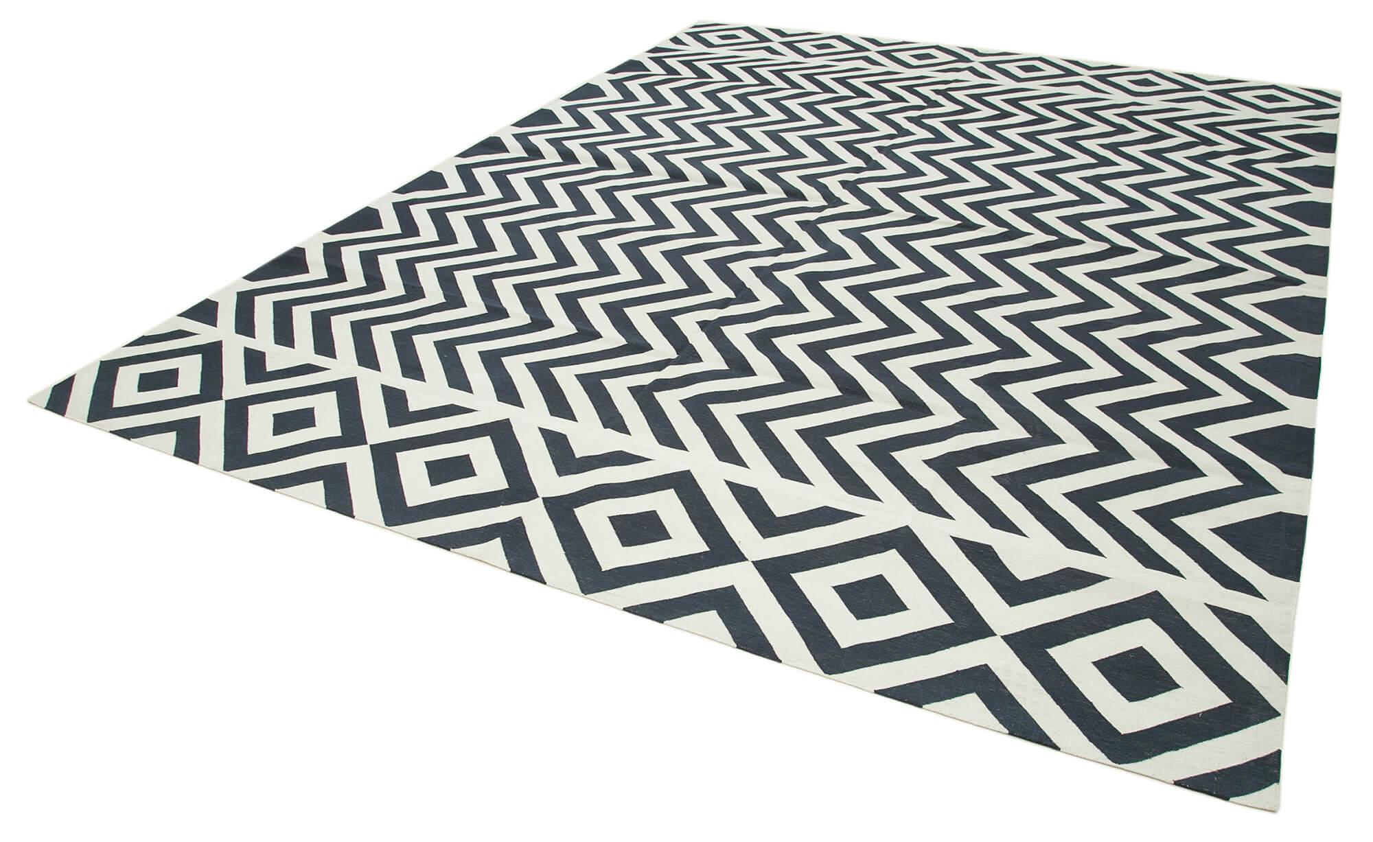 9 x 12 Black Dhurrie Rug - 3027