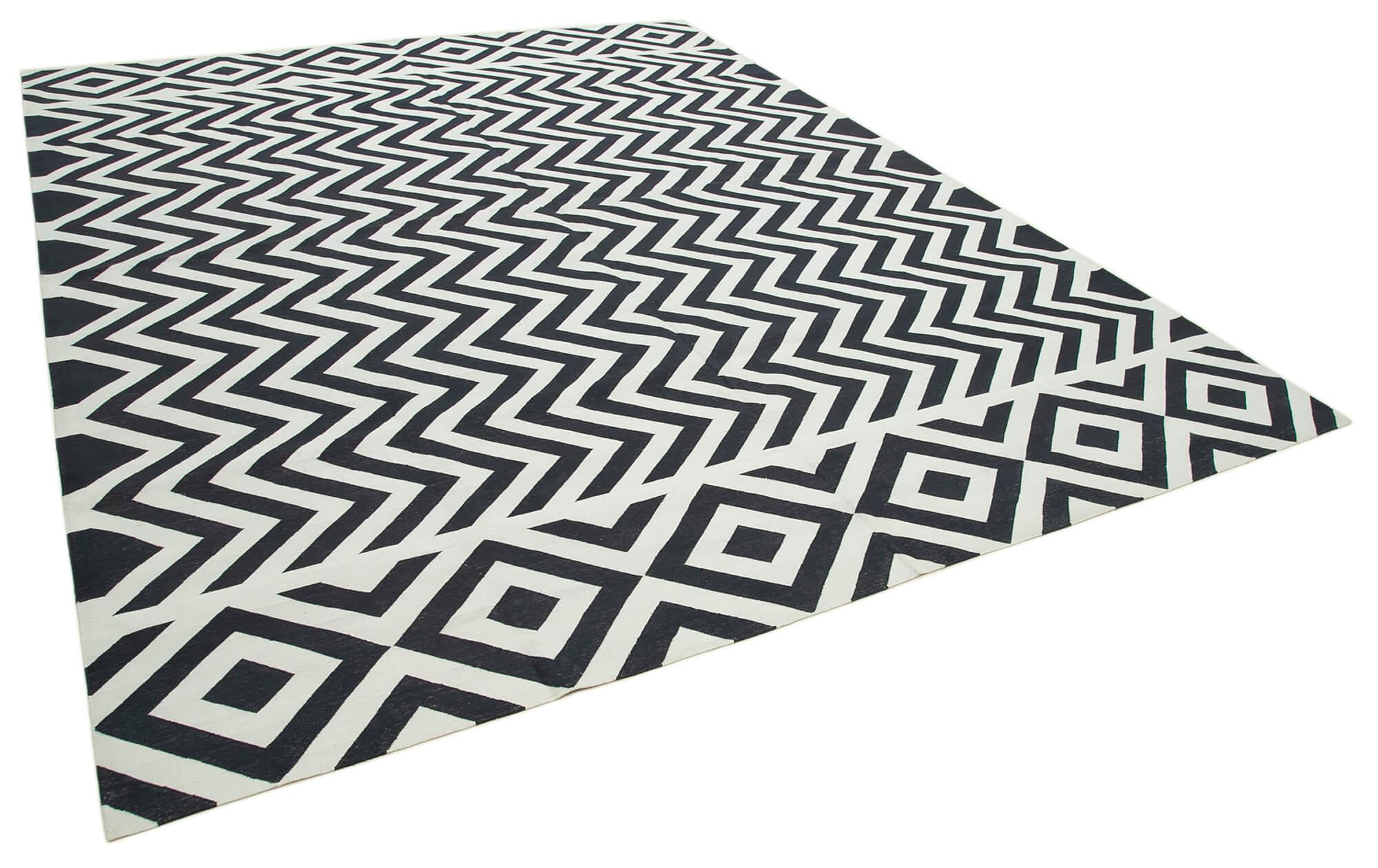 9 x 12 Black Dhurrie Rug - 3028