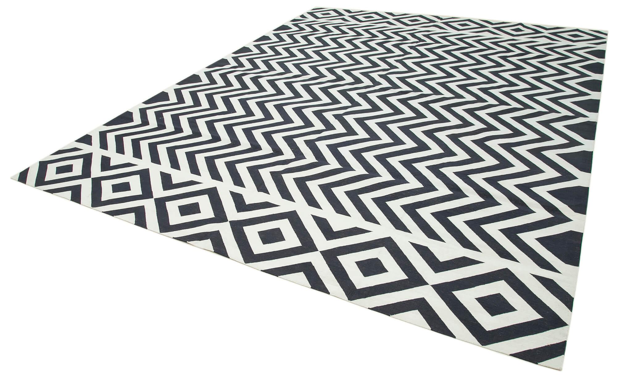 9 x 12 Black Dhurrie Rug - 3028