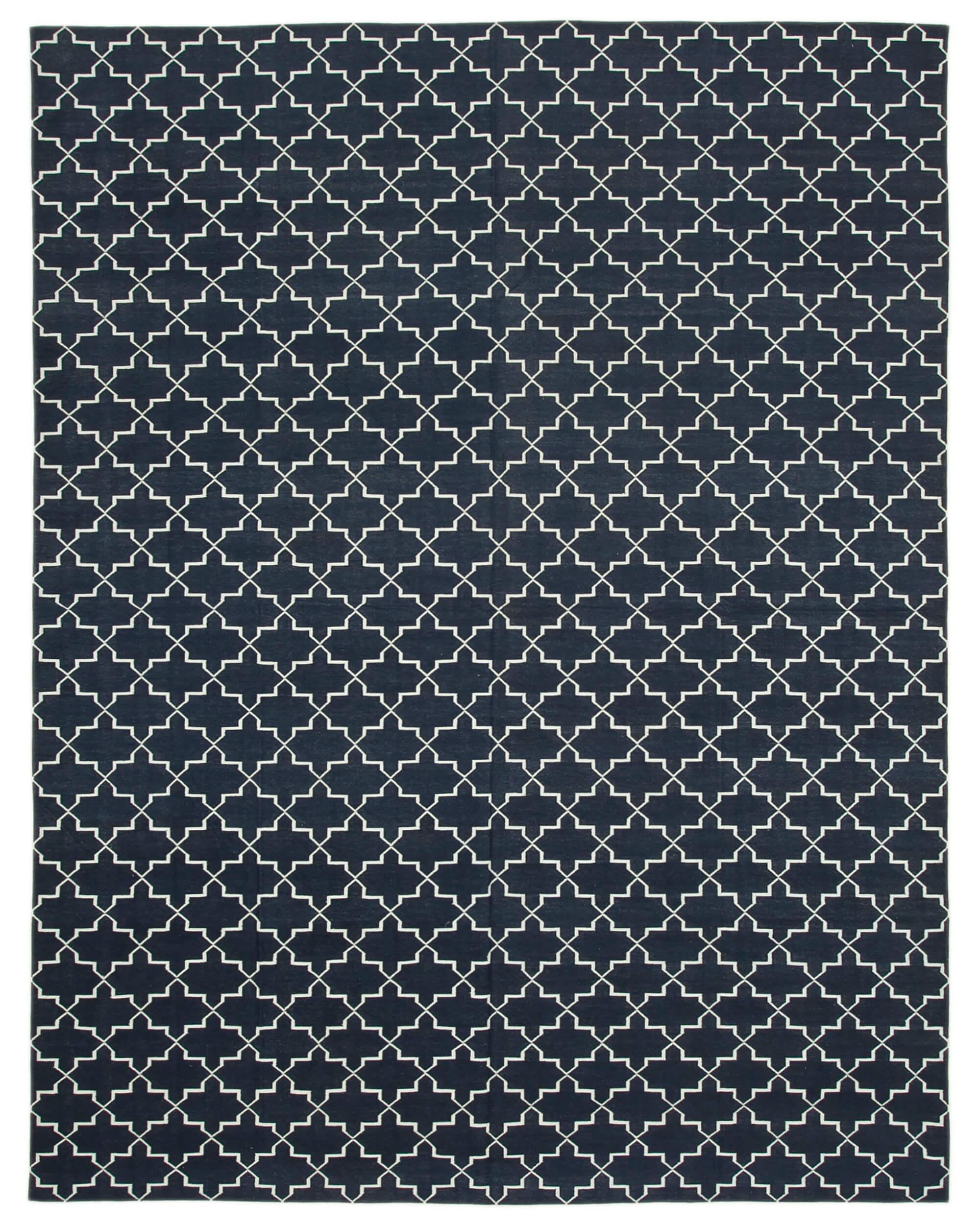 9 x 12 Black Dhurrie Rug - 3029