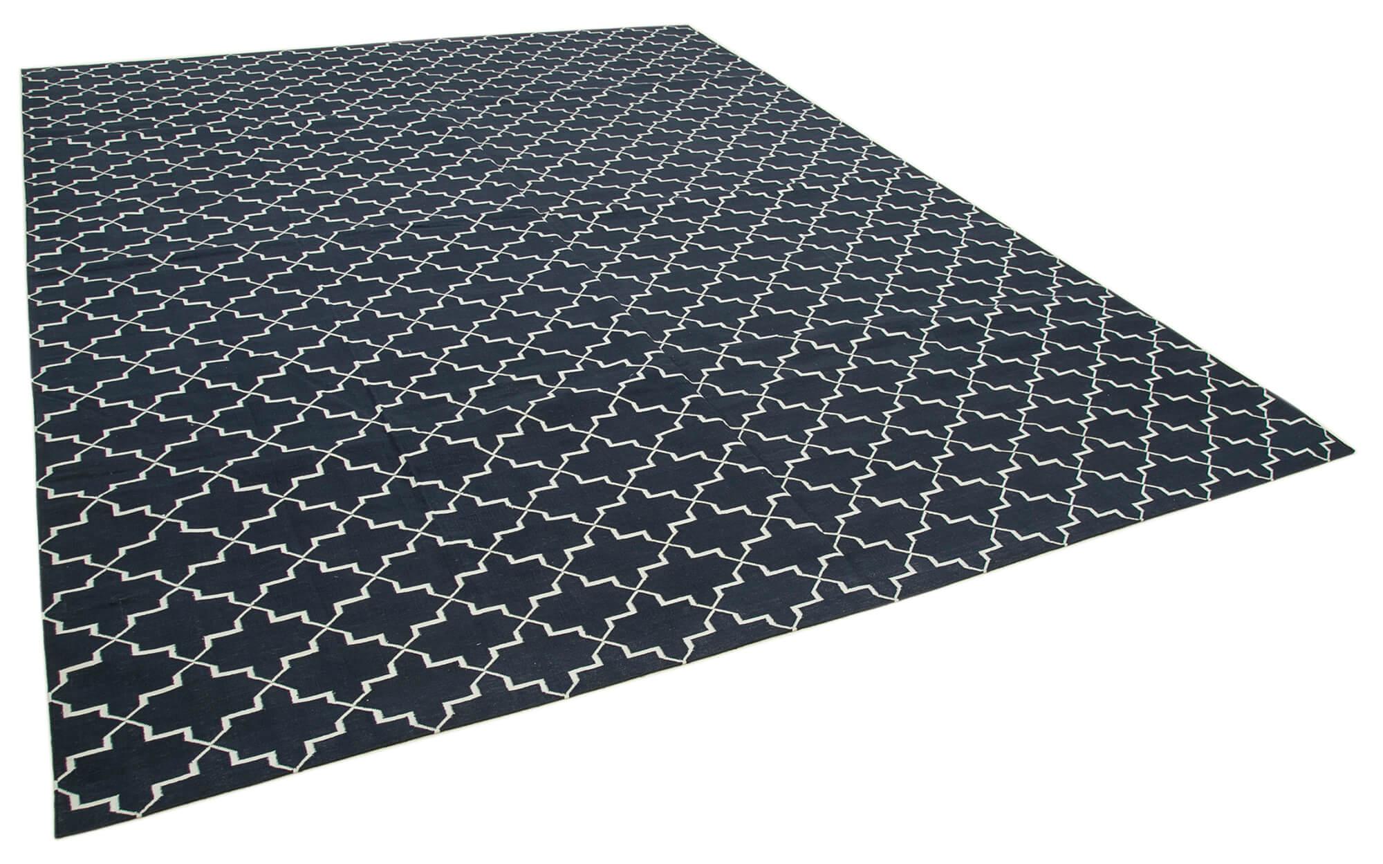 9 x 12 Black Dhurrie Rug - 3029