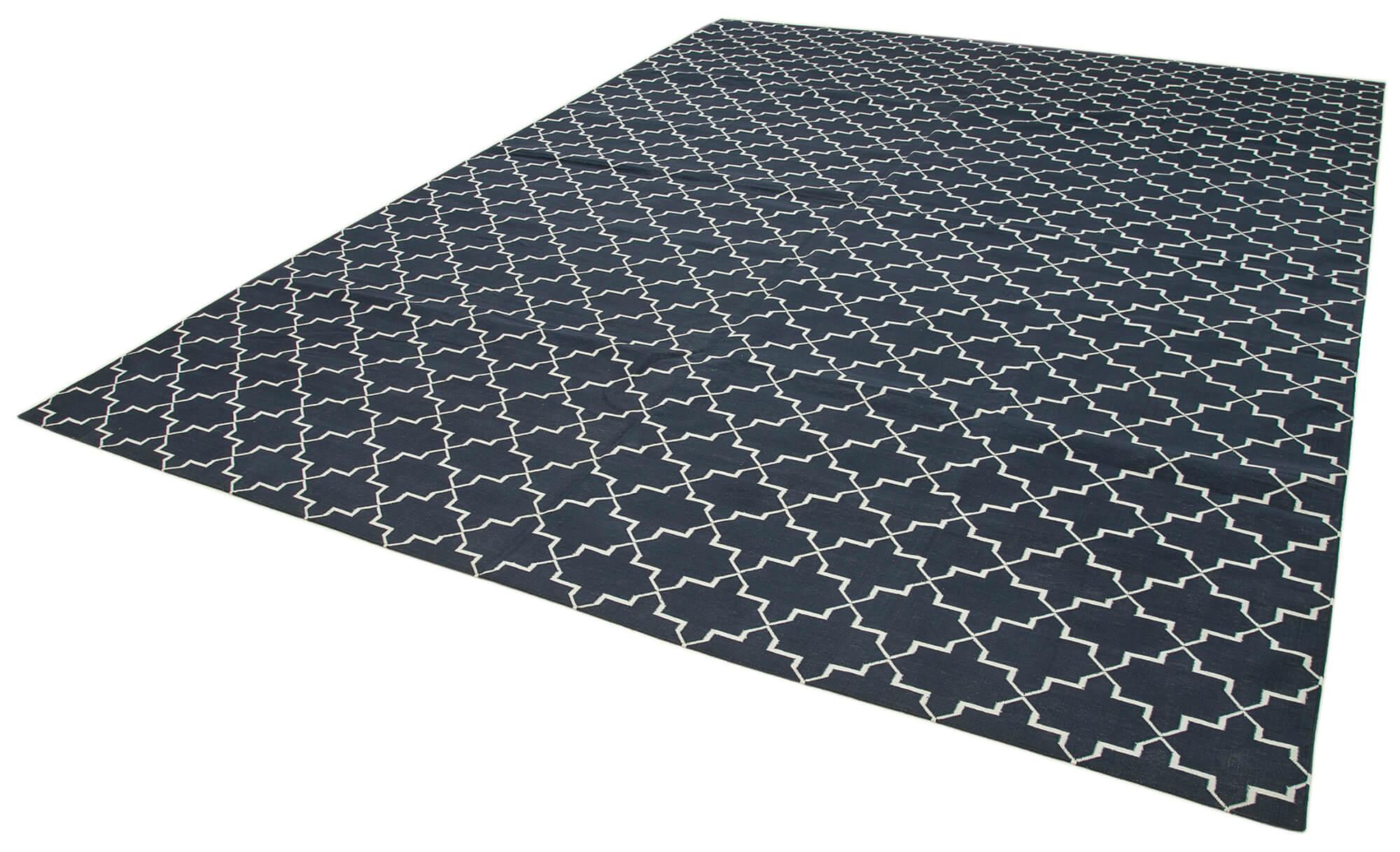 9 x 12 Black Dhurrie Rug - 3029