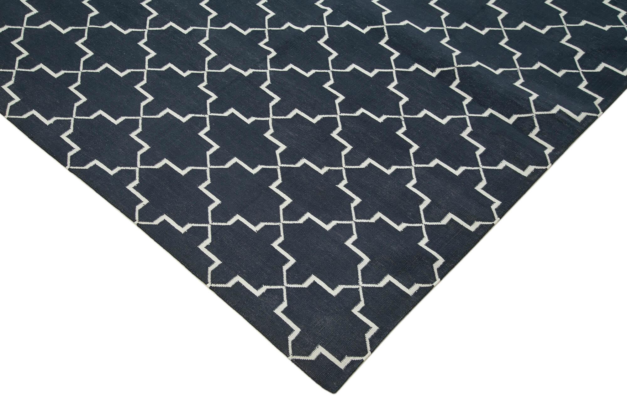 9 x 12 Black Dhurrie Rug - 3029