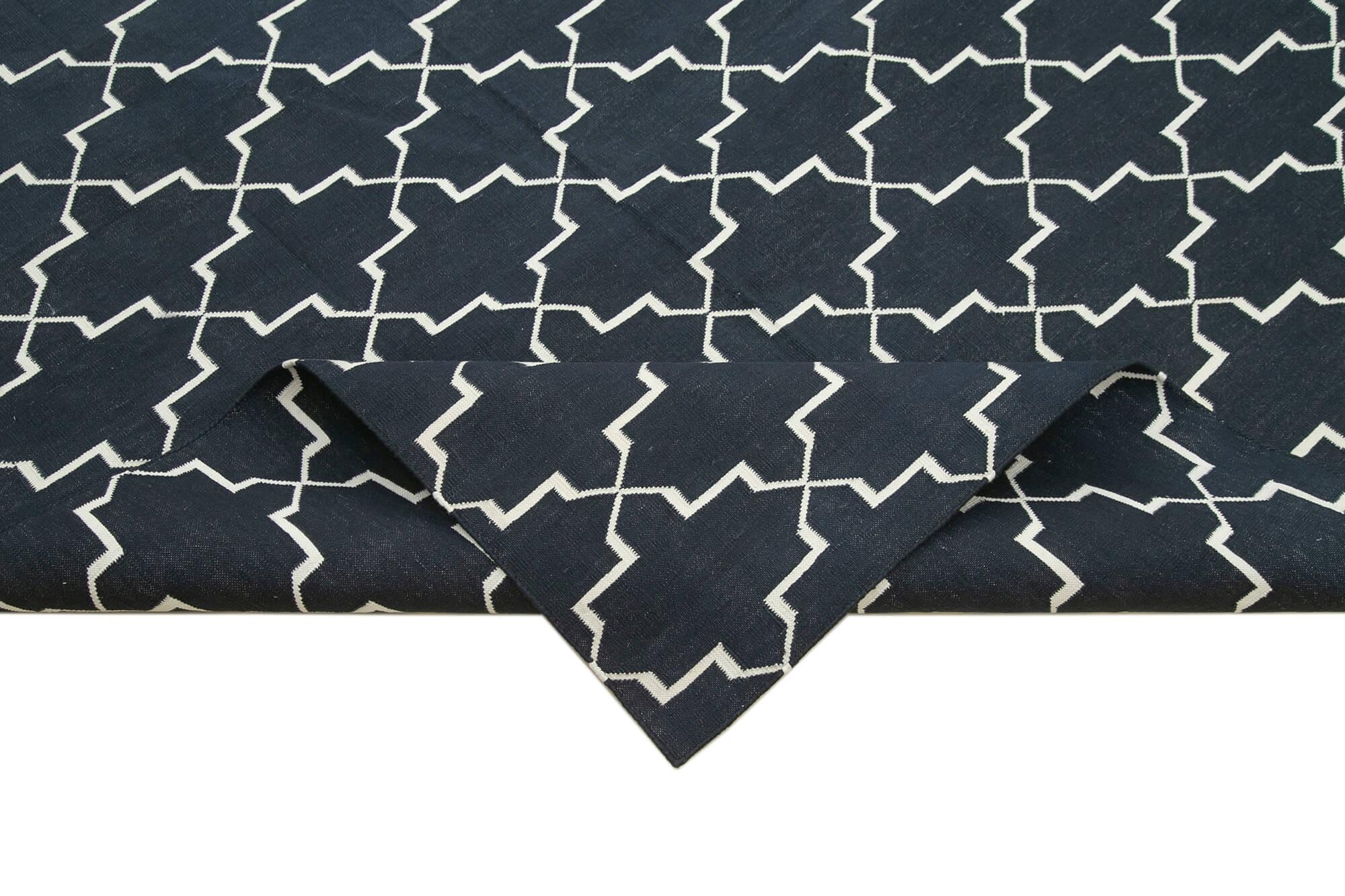 9 x 12 Black Dhurrie Rug - 3029